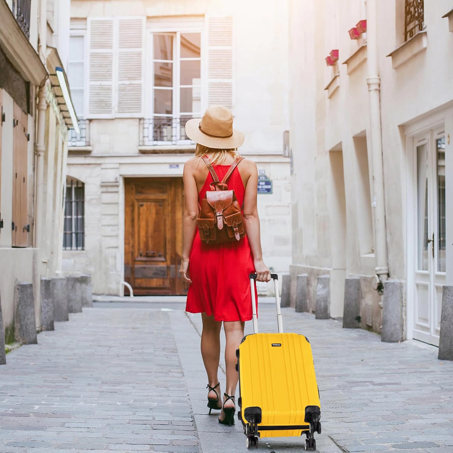 Yellow Hard Shell Suitcase with Wheels — 7