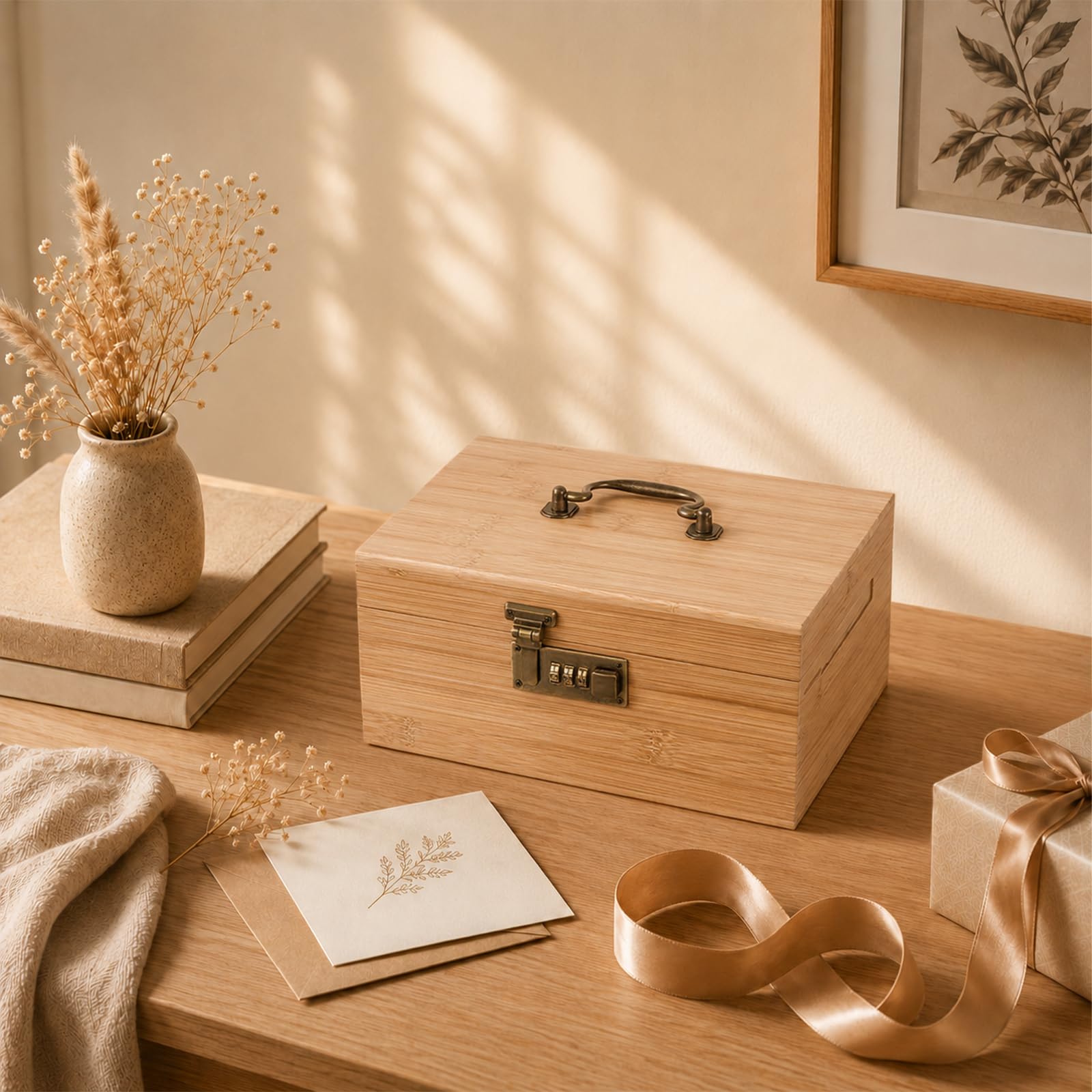 Bamboo Storage Box with 4 Sections — 4