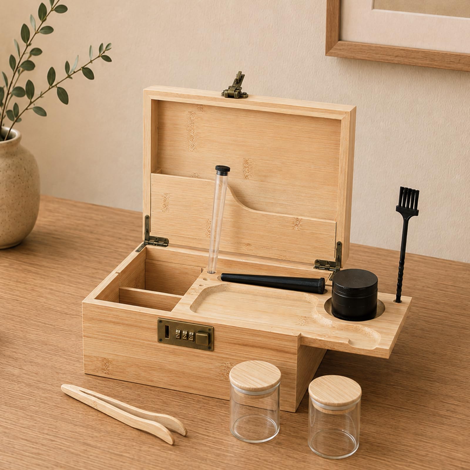 Bamboo Storage Box with 4 Sections — 3