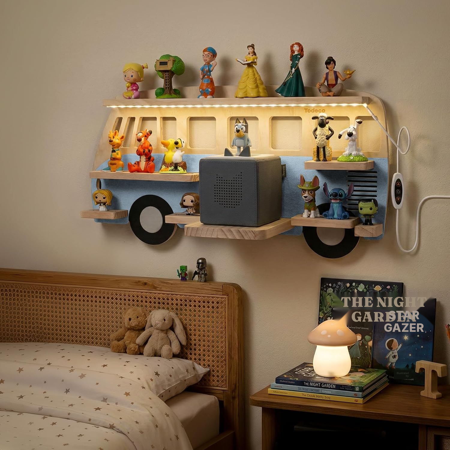 LED Magnetic Shelf for Toniebox/Tonies – Blue Bus, 62 cm — 7