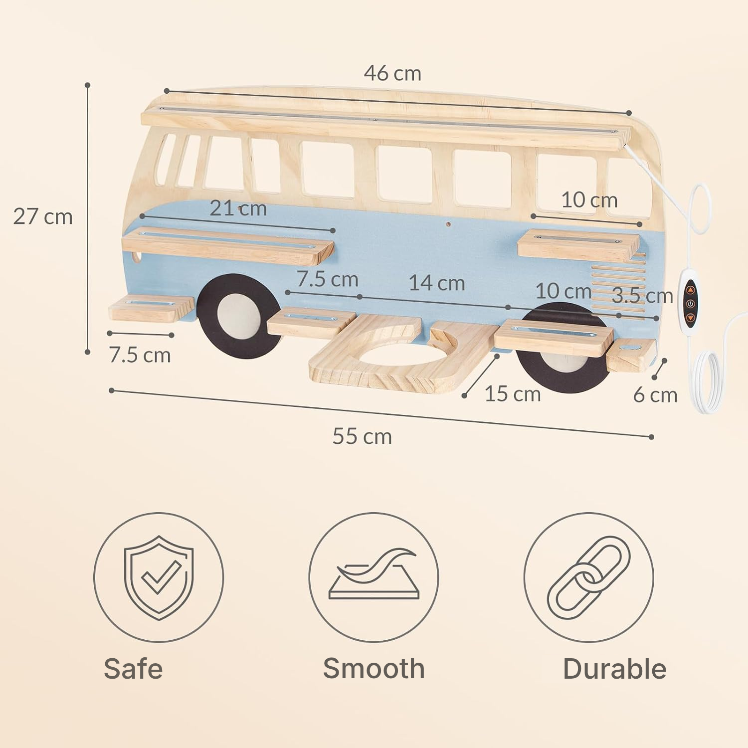 LED Magnetic Shelf for Toniebox/Tonies – Blue Bus, 62 cm — 2