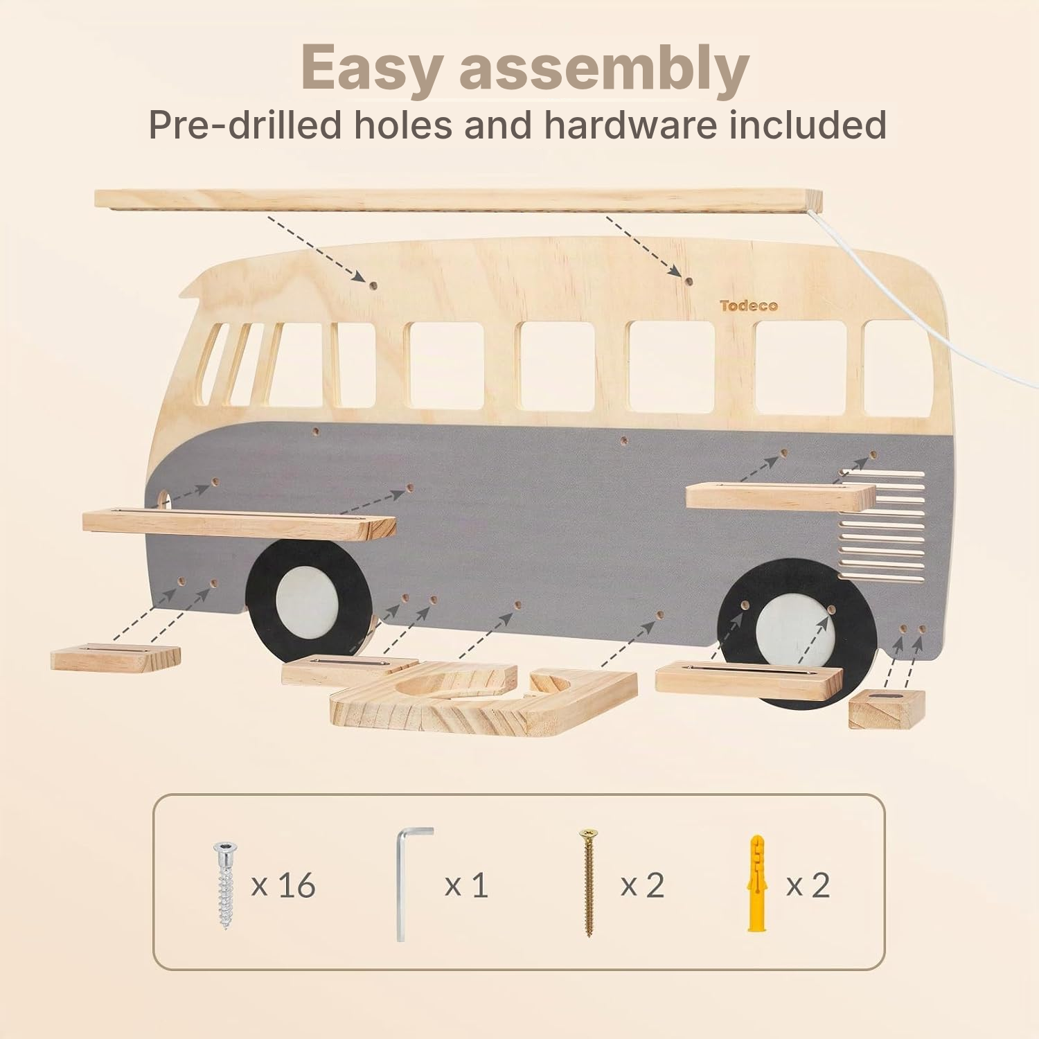 LED Magnetic Shelf for Toniebox/Tonies – Grey Bus, 62 cm — 6