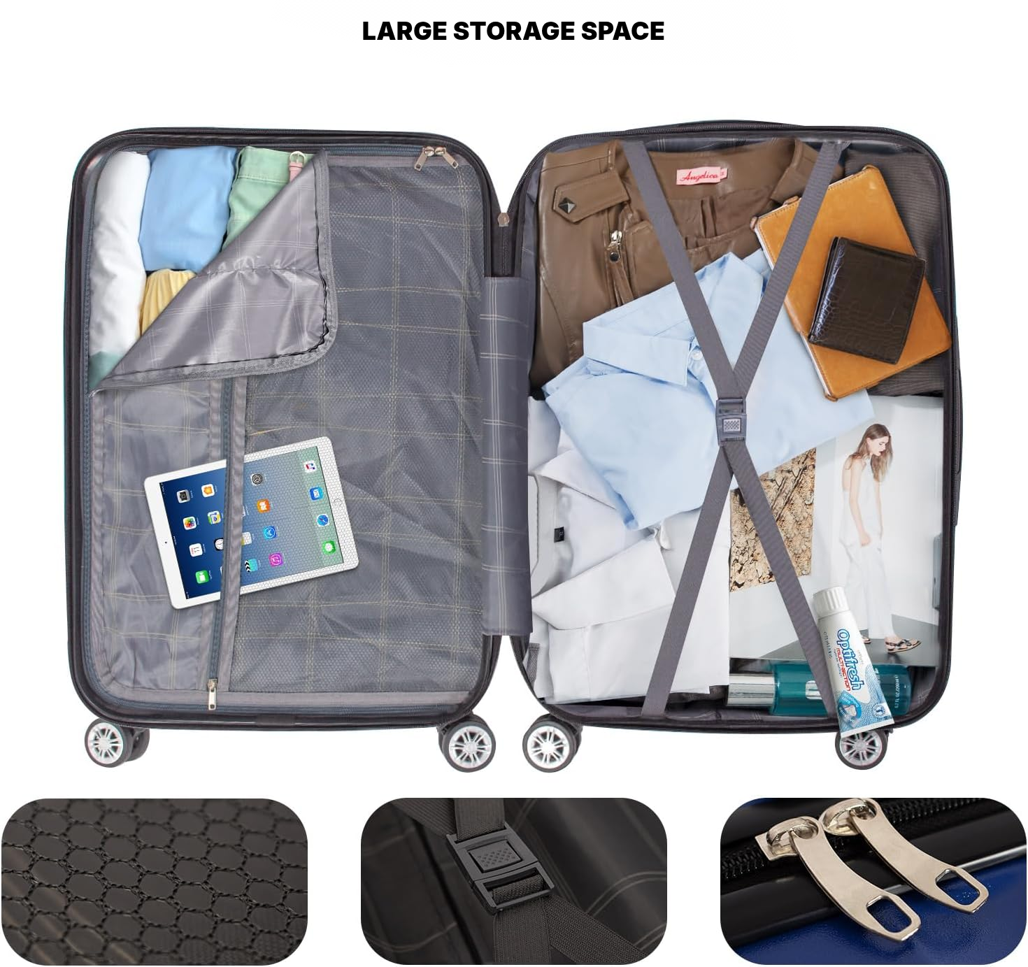 Medium 67 cm hardshell suitcase in blue — 2