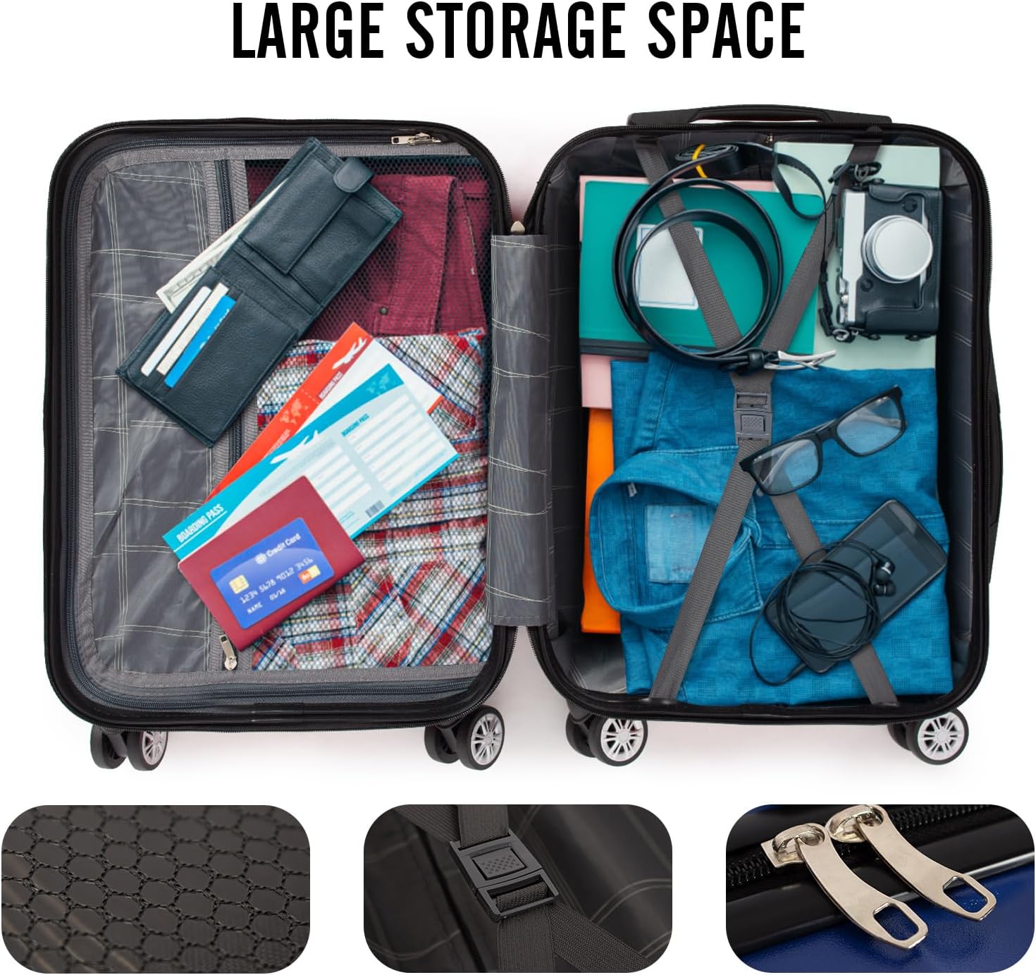 Dark Blue Hardshell Cabin Suitcase – 56 cm — 2