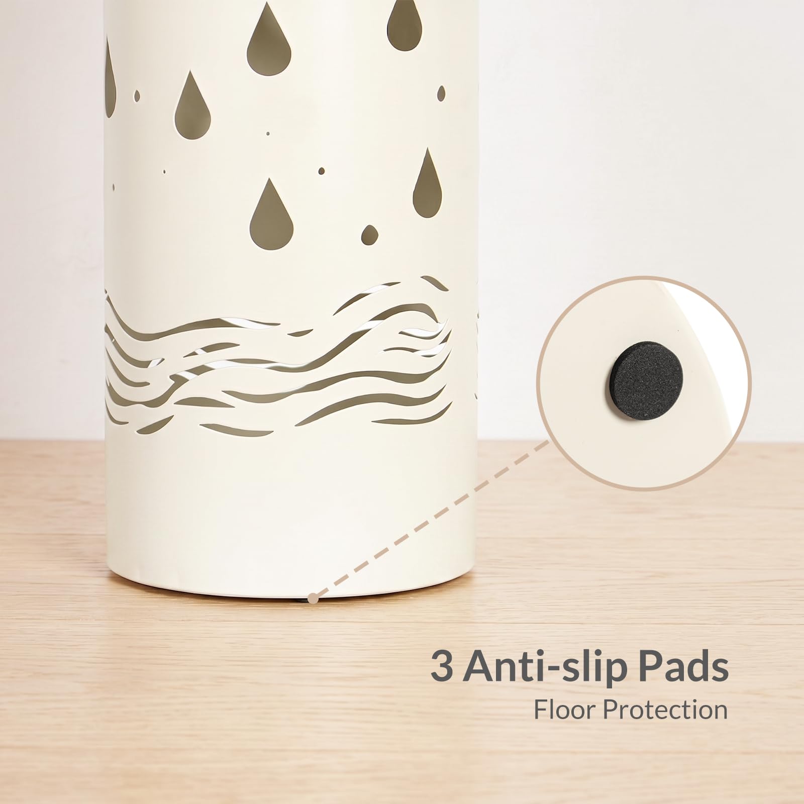 Close-up of the non-slip feet beneath the umbrella stand