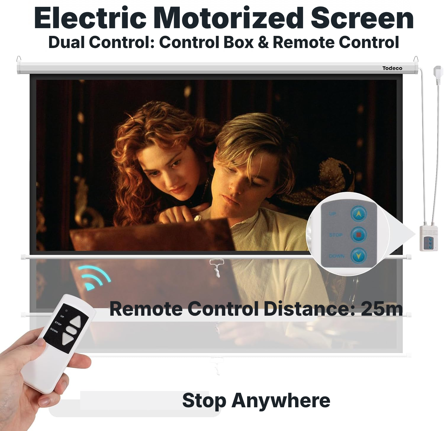Motorised pull down cinema screen — 2