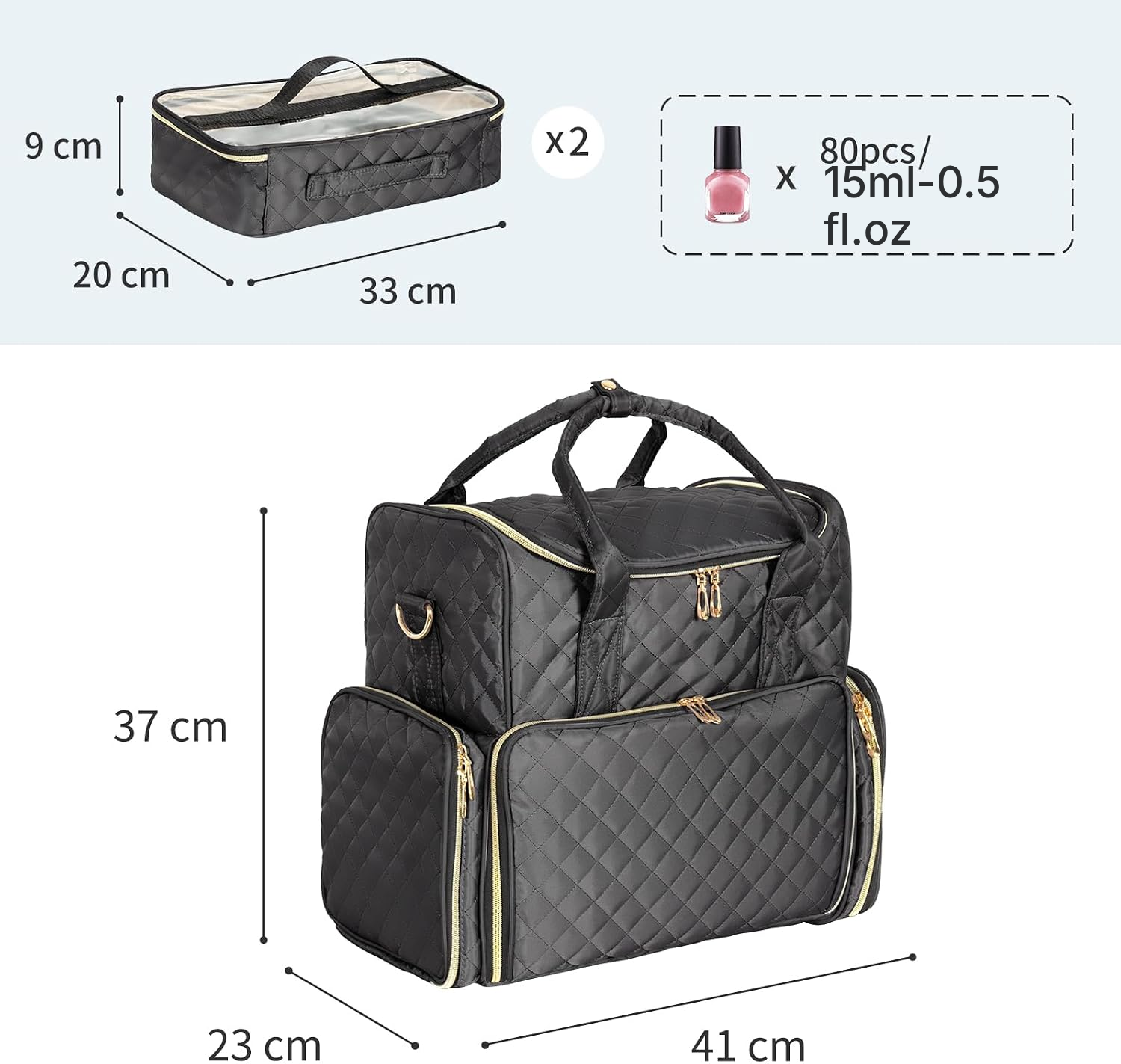 Fingernail polish organizer – Black makeup bag — 5