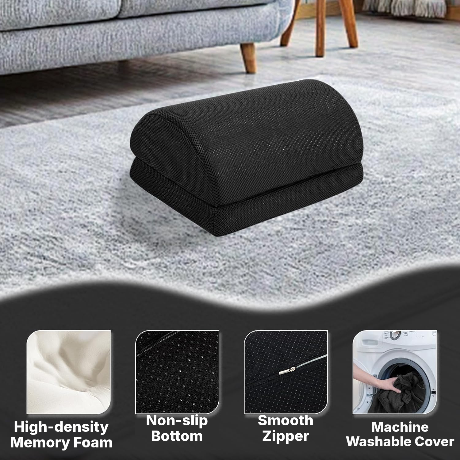 Foot Rest for Under Desk – Black — 3