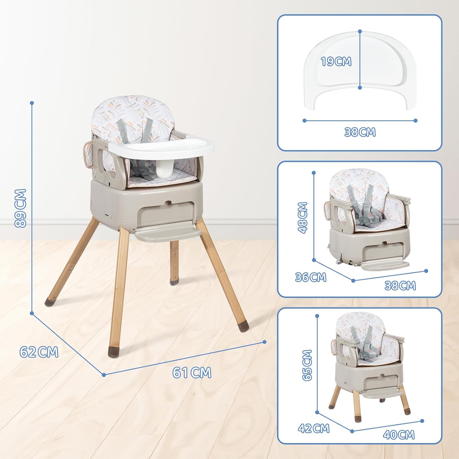 Portable 4-in-1 Baby Highchair – Grey — 7
