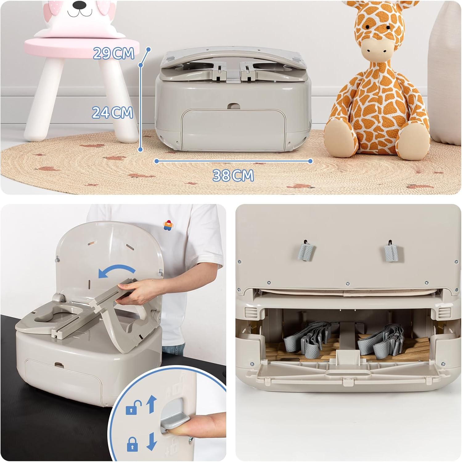 Portable 4-in-1 Baby Highchair – Grey — 4
