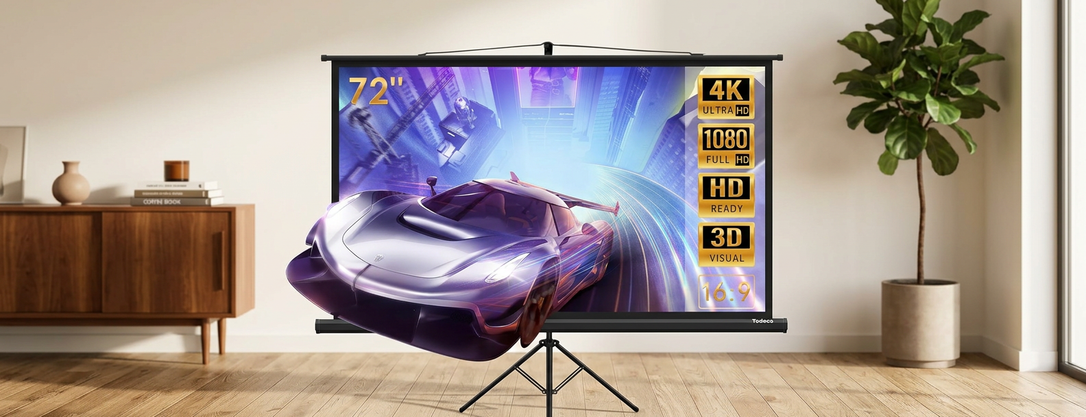 Projector Screen 90 cm with 181 cm Tripod Stand