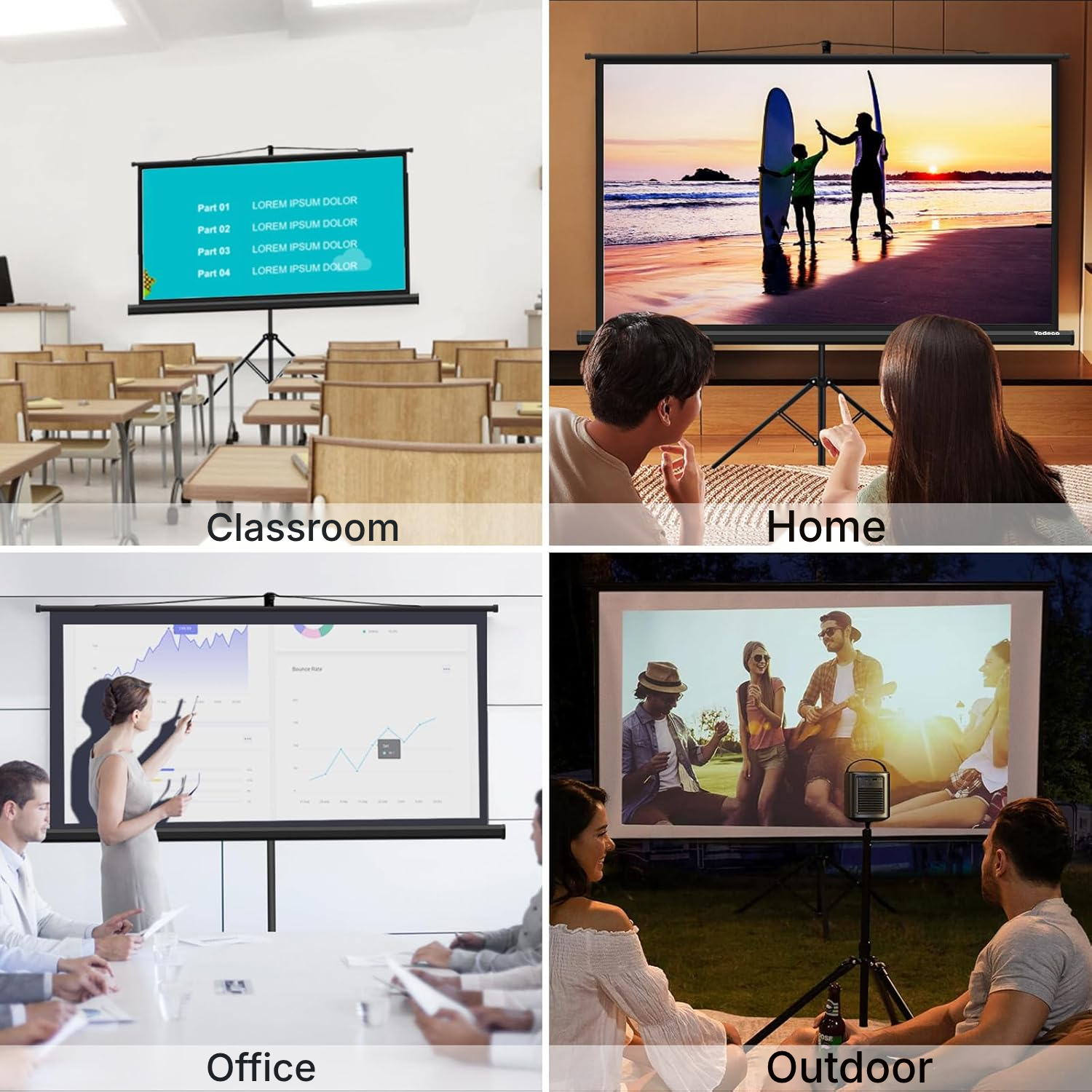 Projector Screen 90 cm with 181 cm Tripod Stand — 3