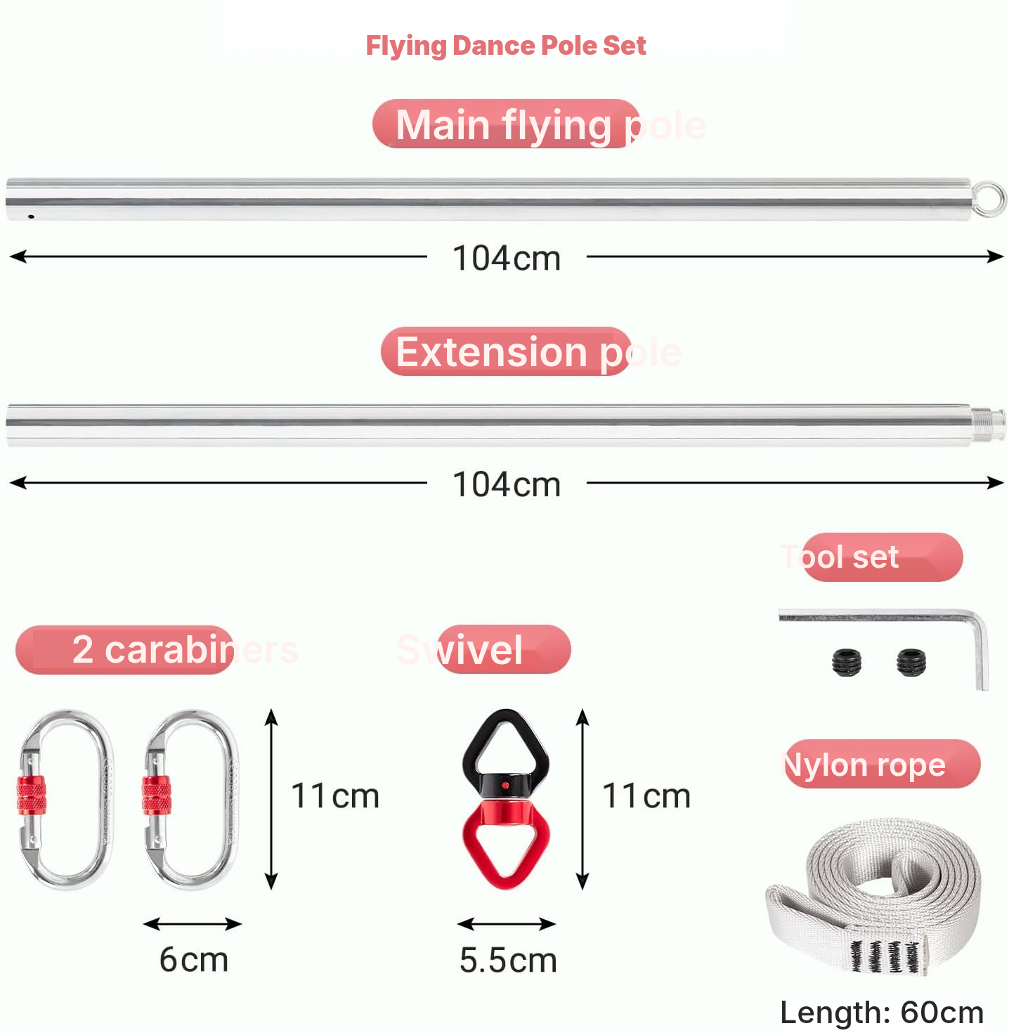 Dance Pole – Silver Aerial Flying Pole — 2