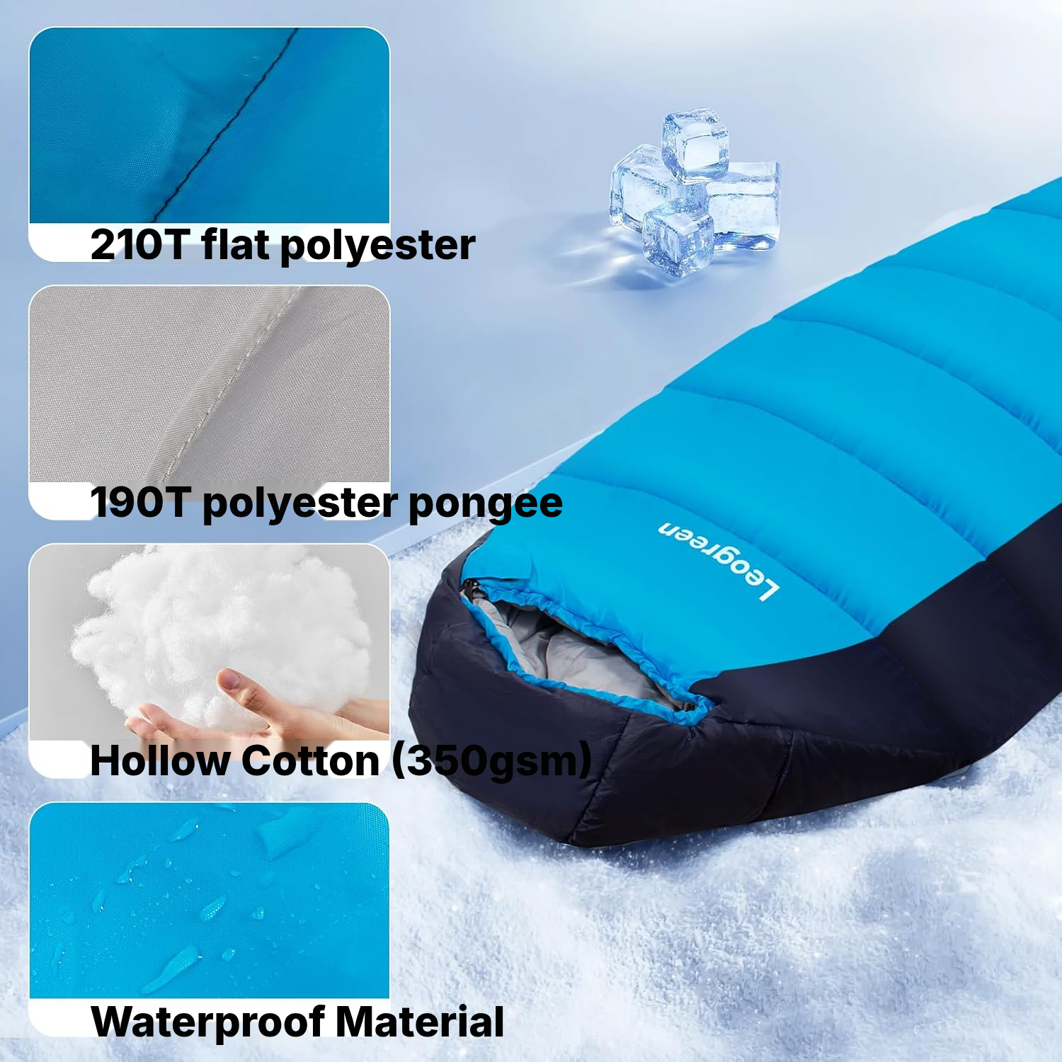 Warm Mummy Sleeping Bags – Dark Blue — 3