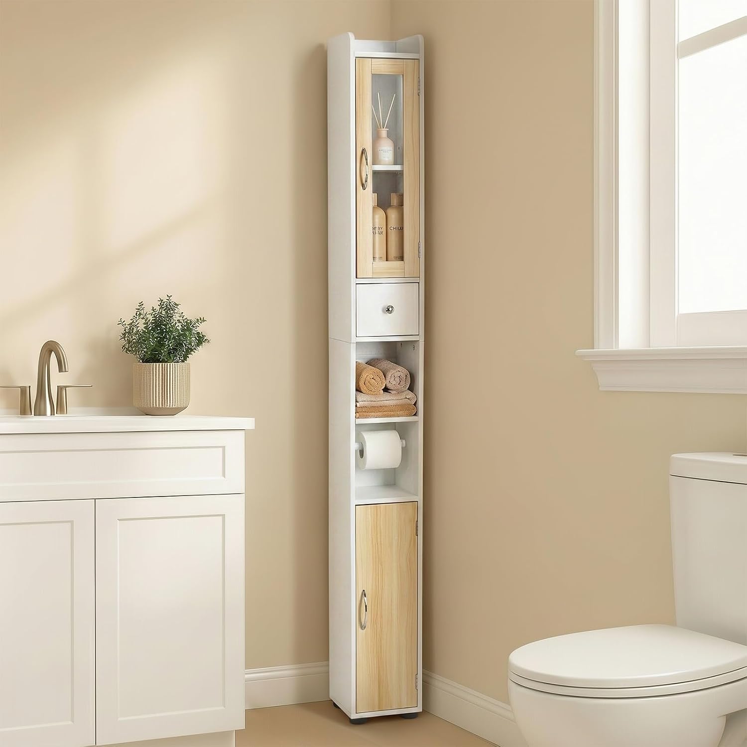 Bath Cabinet with Vertical Storage — 2