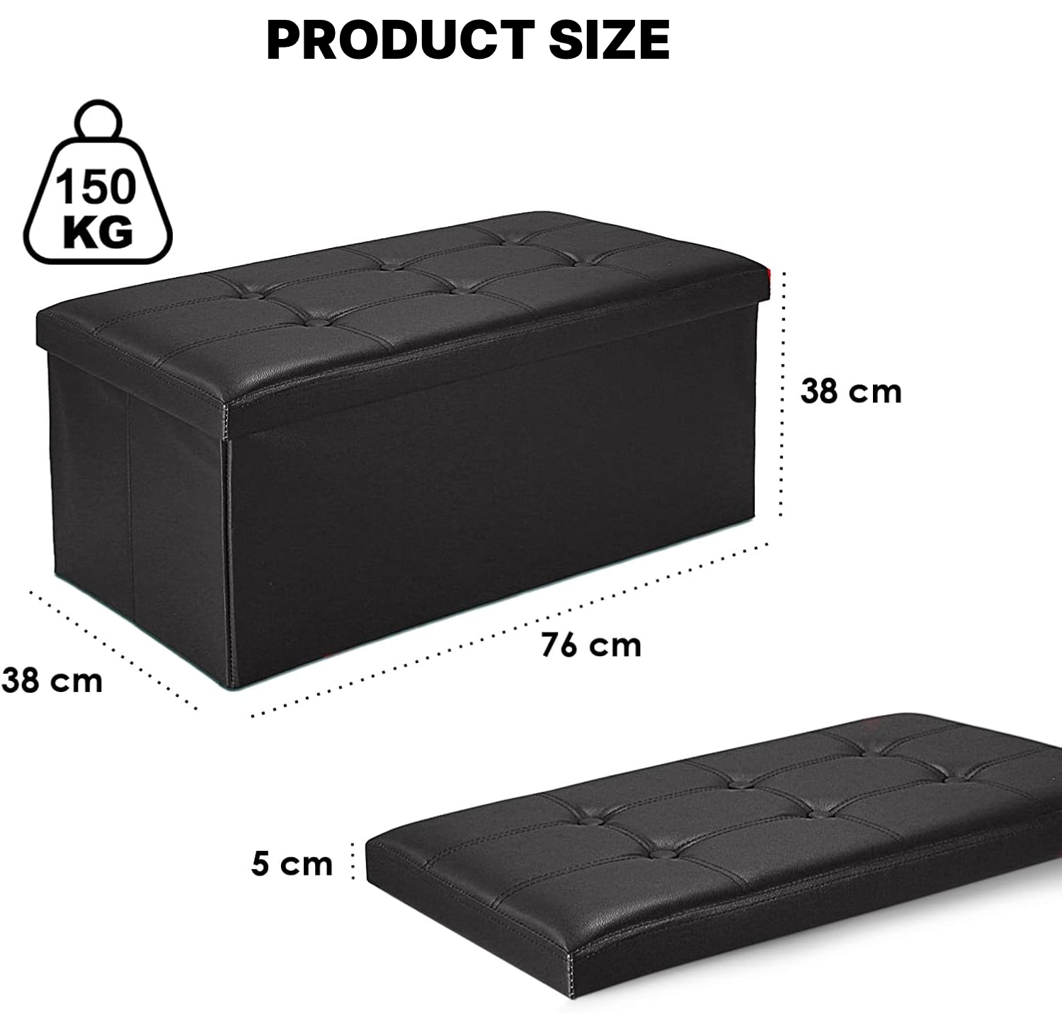 Black Storage Bench – Seating & Storage — 2