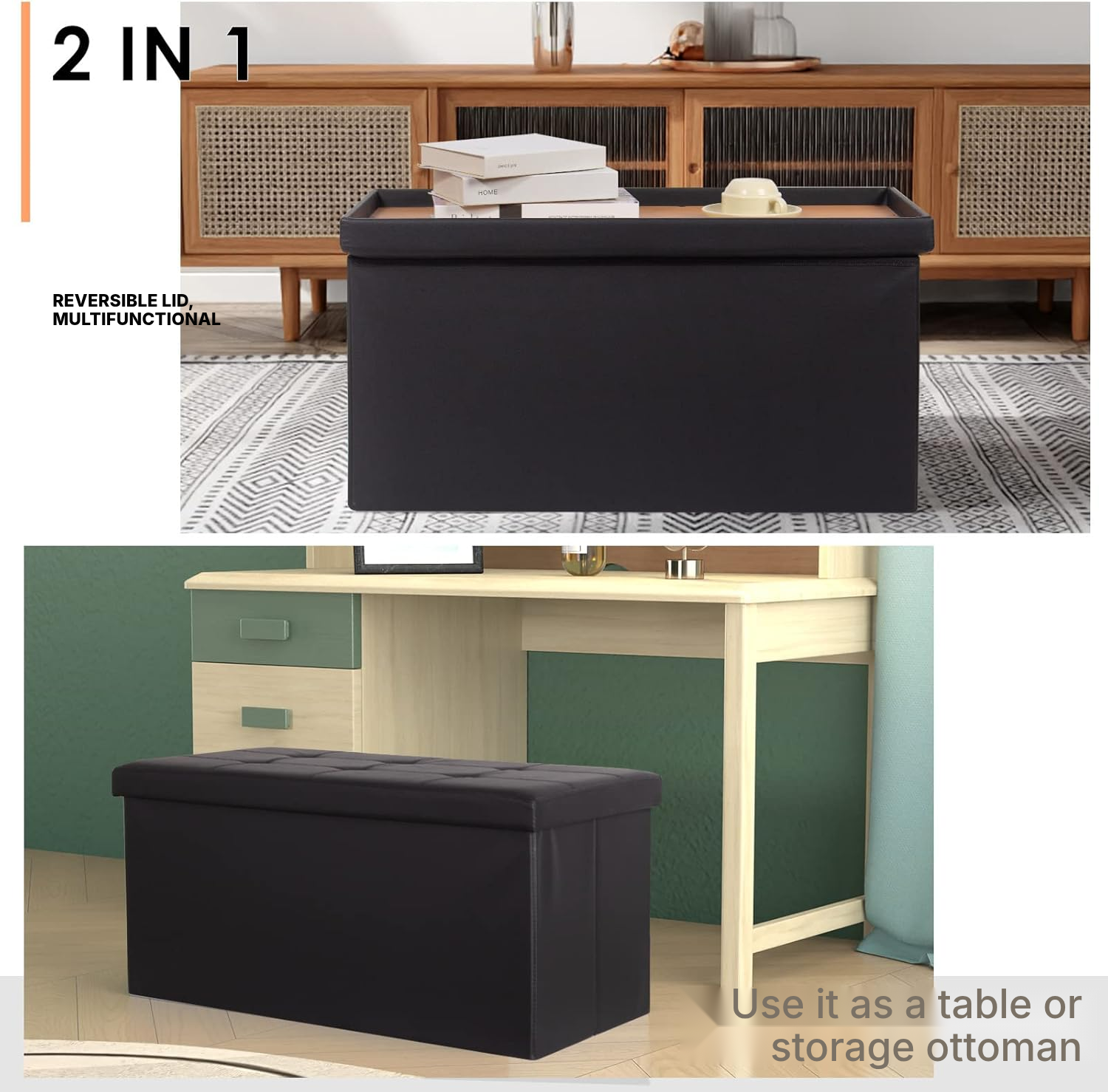 Black Storage Bench – Seating & Storage — 5