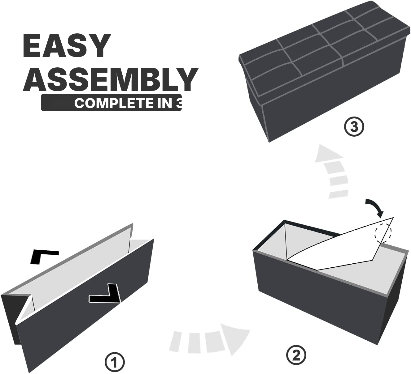 Black Storage Bench – Seating & Storage — 3