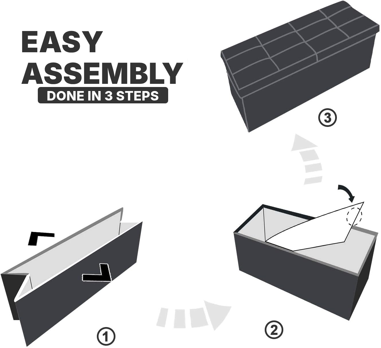 White Folding Storage Bench with Seat — 4