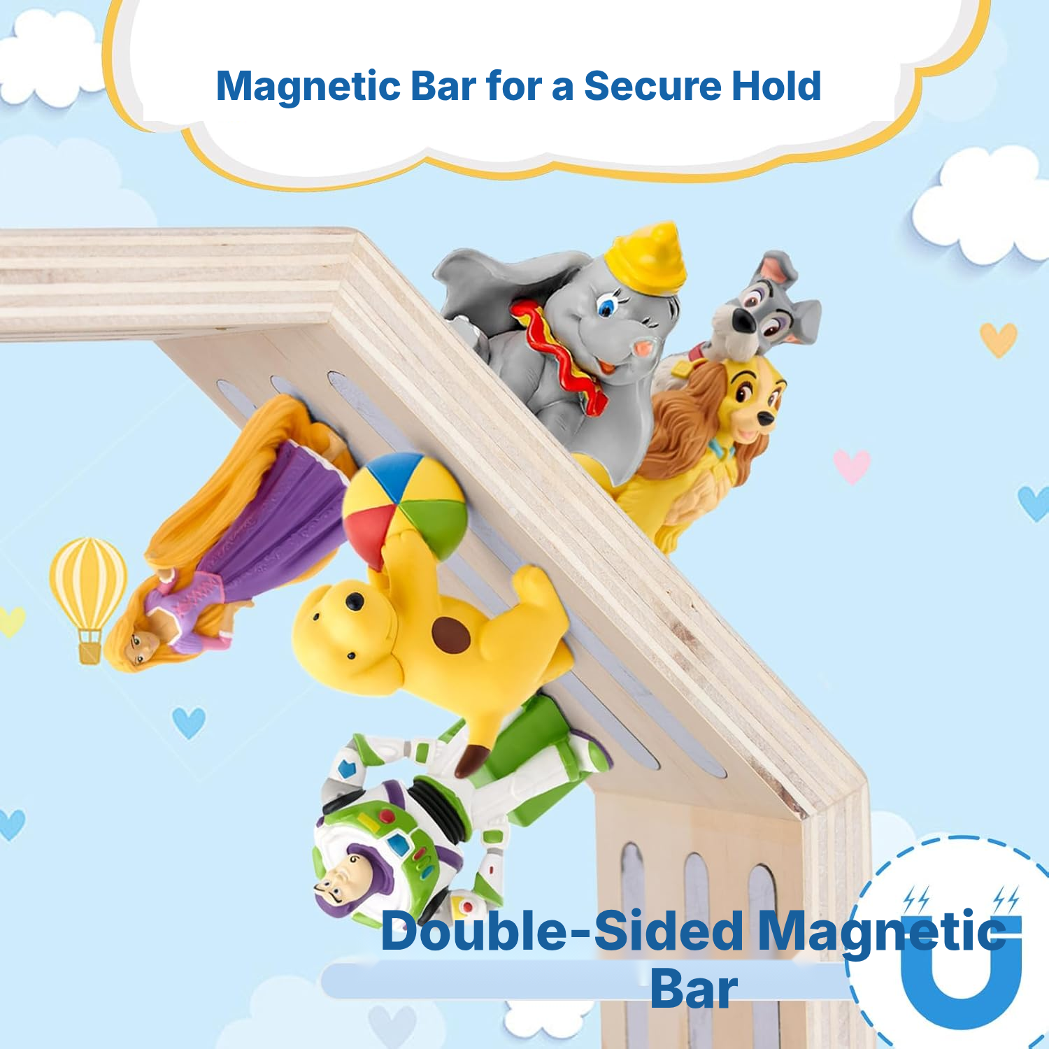 Magnetic Shelf for Toniebox/Tonies – White Octagon, 35 cm — 3