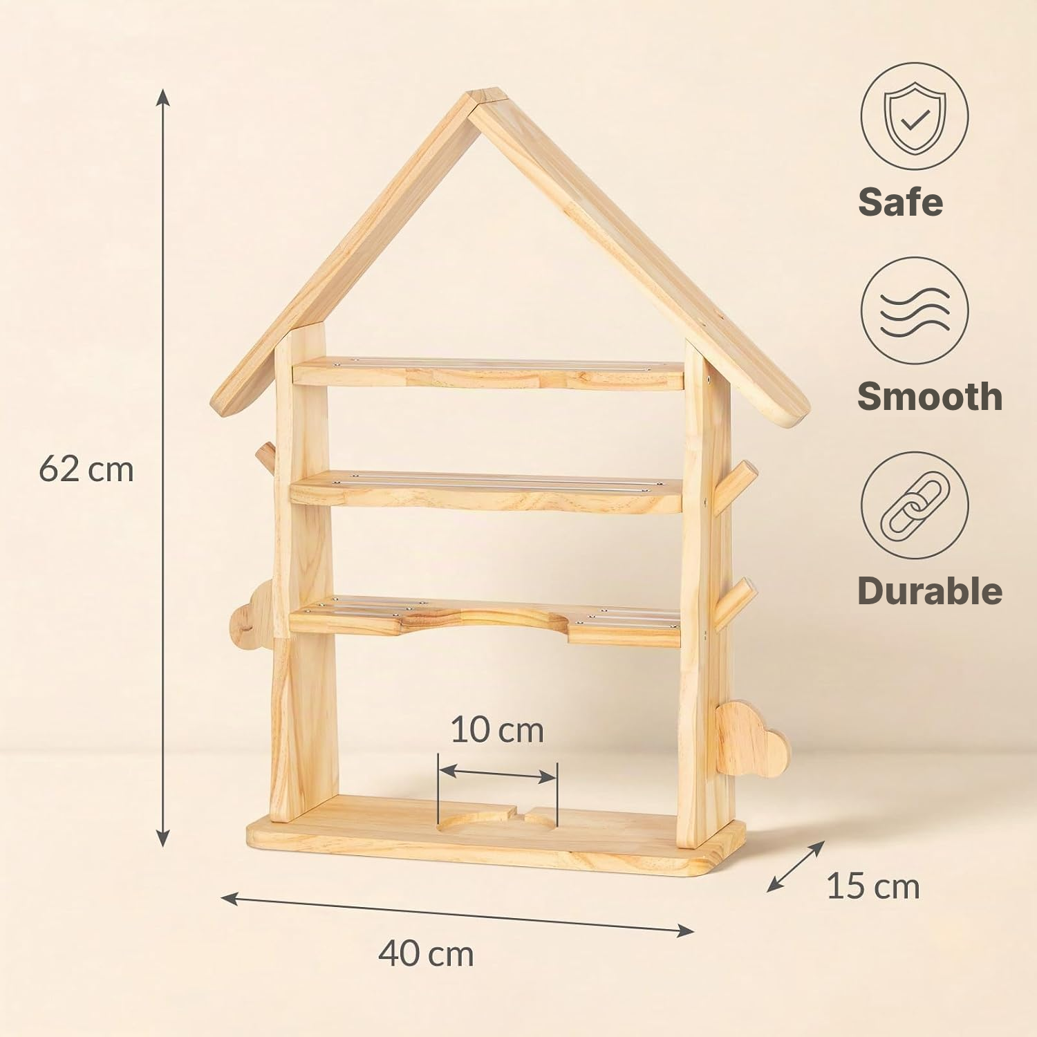 Toniebox/Tonies Magnetic Shelf – Wood Stand with Hooks, 62 cm — 2