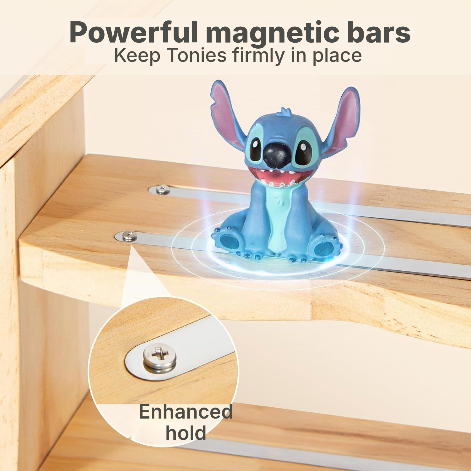 Toniebox/Tonies Magnetic Shelf – Wood Stand with Hooks, 62 cm — 4