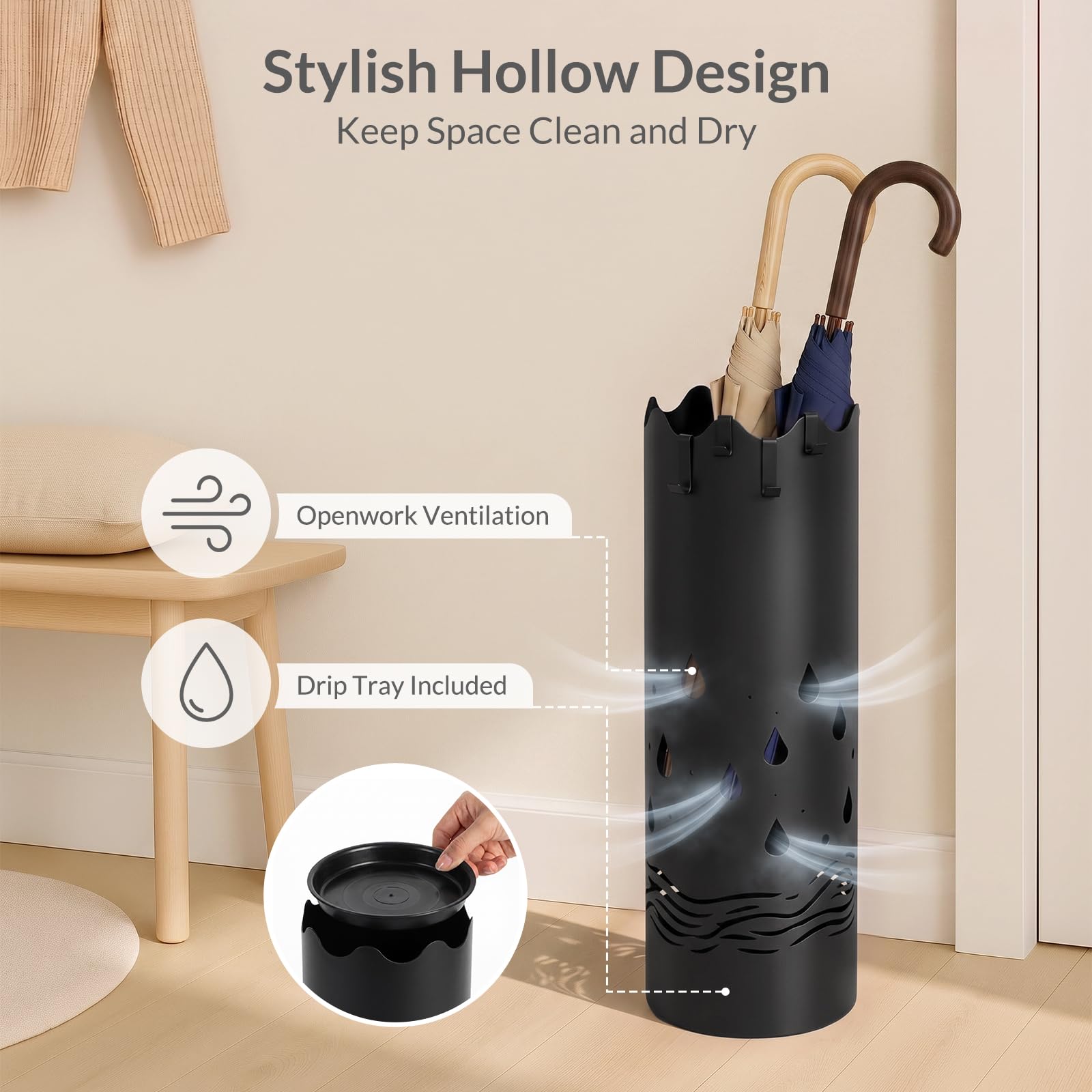 Umbrella Stand and Base – Black Metal — 5