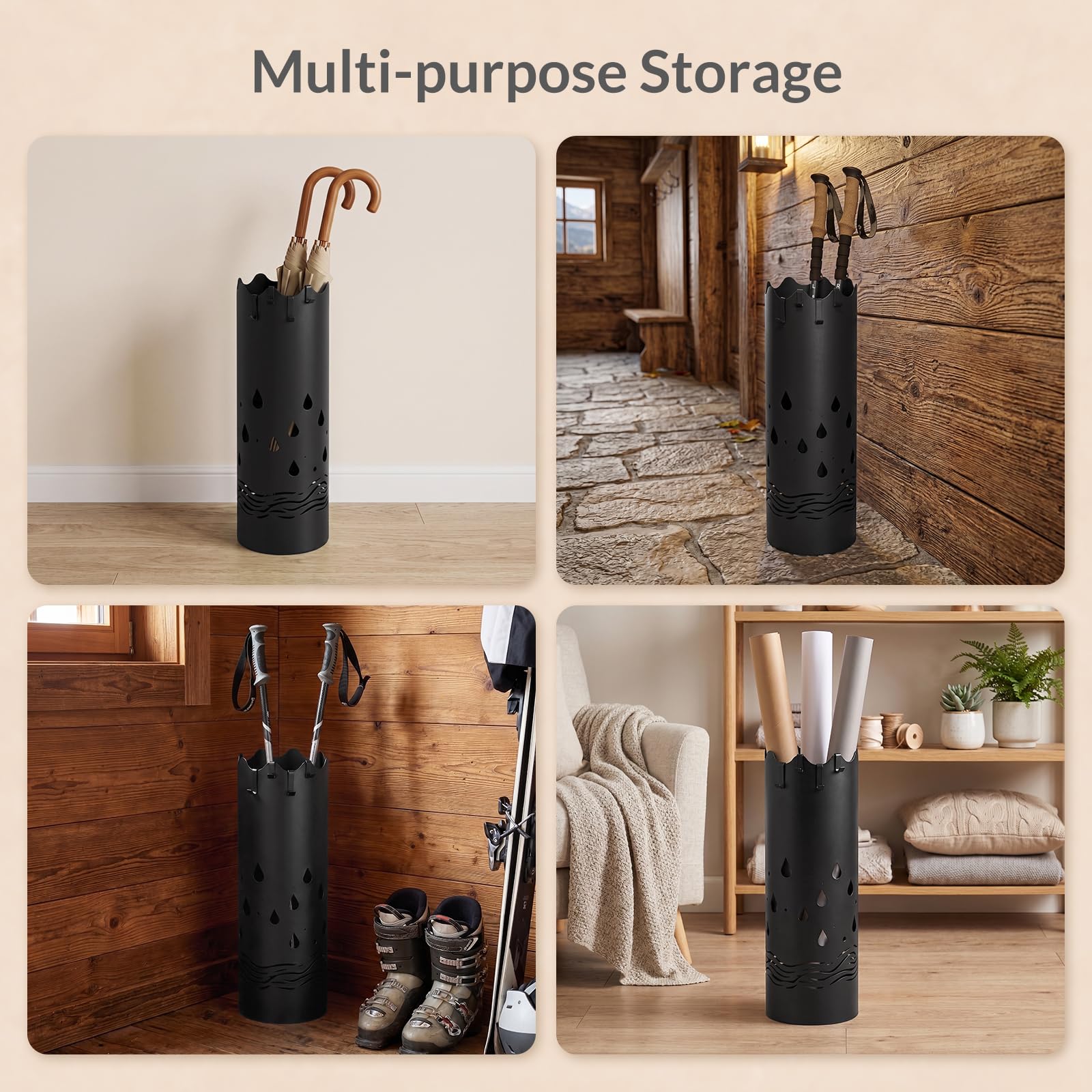 Umbrella Stand and Base – Black Metal — 3