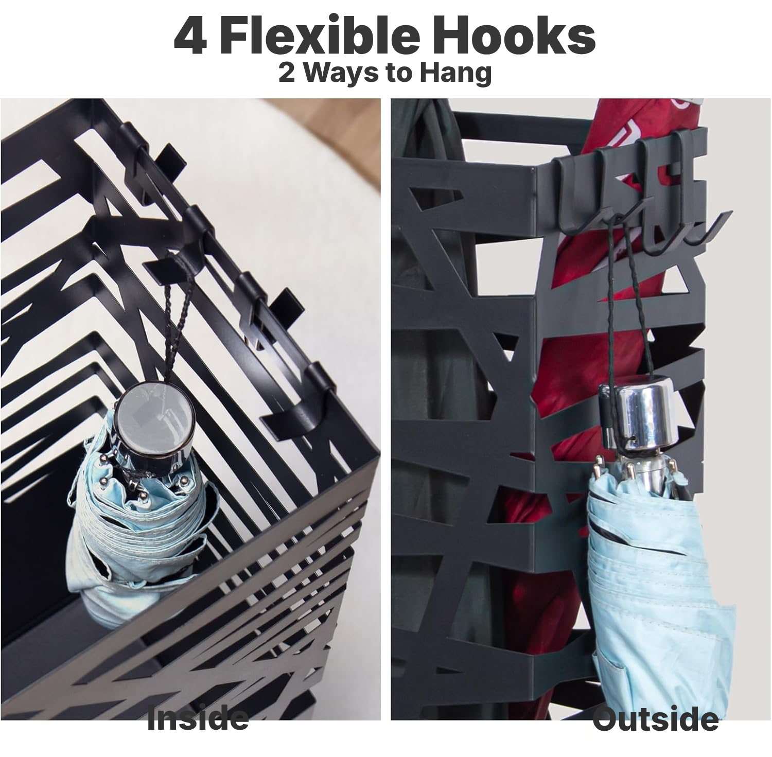 Umbrella & Stand Organizer, Hooks + Drip Tray — 3