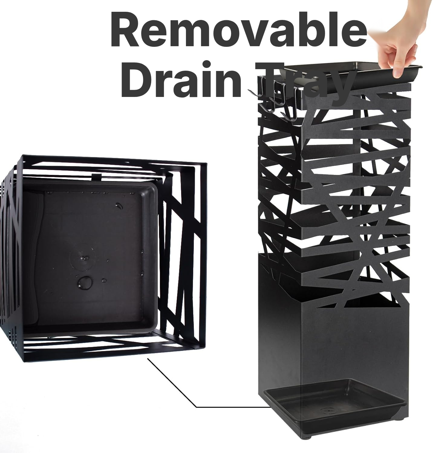 Umbrella & Stand Organizer, Hooks + Drip Tray — 4