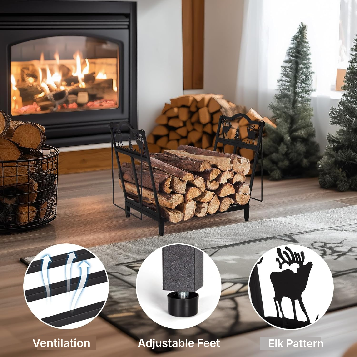 Compact Folding Log Holder — 40 × 38 × 32 cm — 3