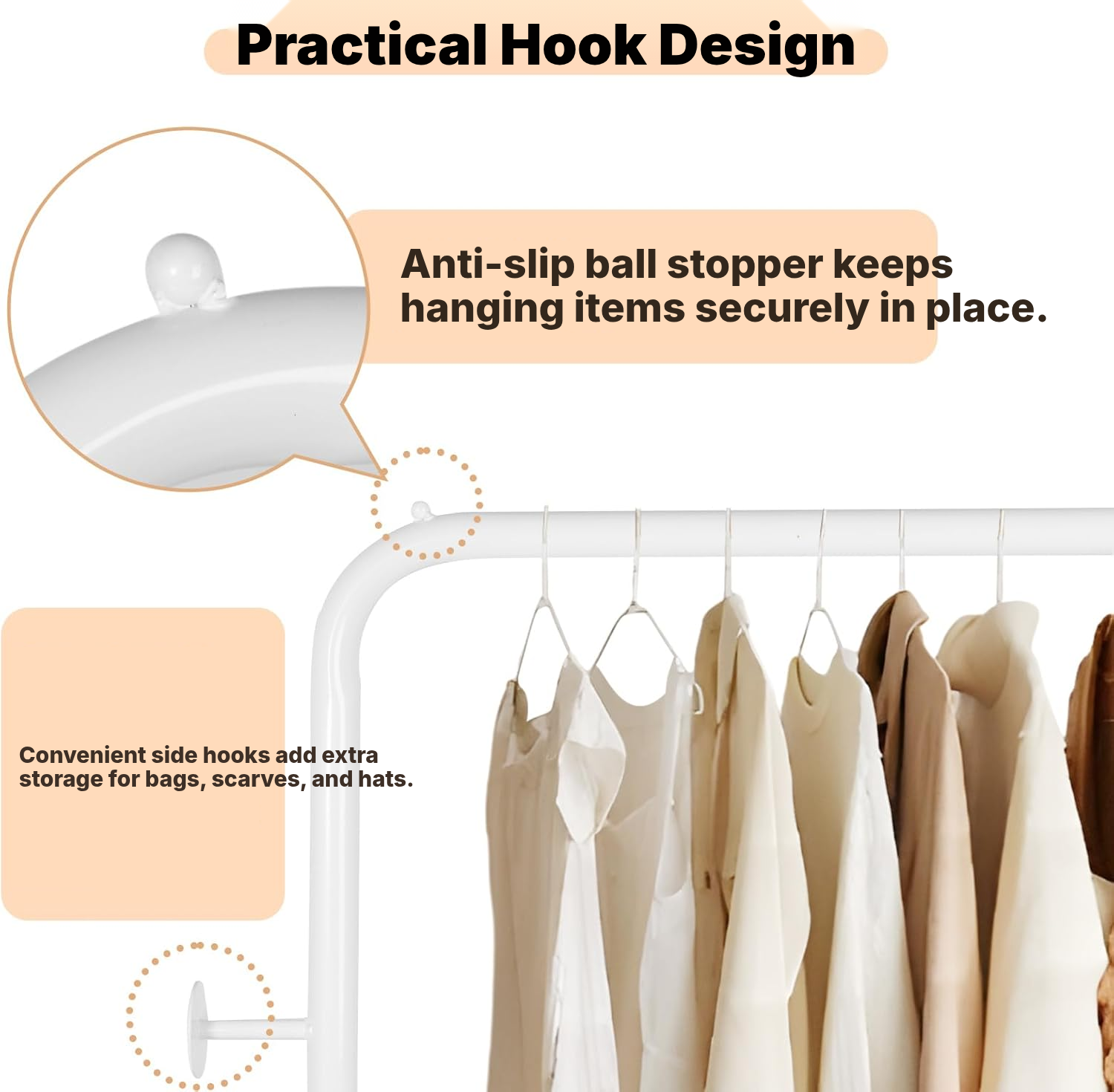 White Coat Hook Stand – Freestanding Coat Rack — 2