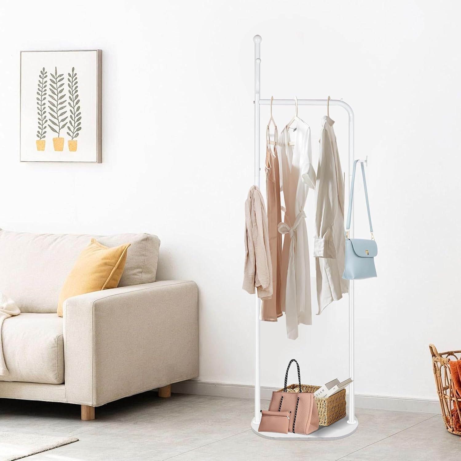 White Coat Hook Stand – Freestanding Coat Rack — 7