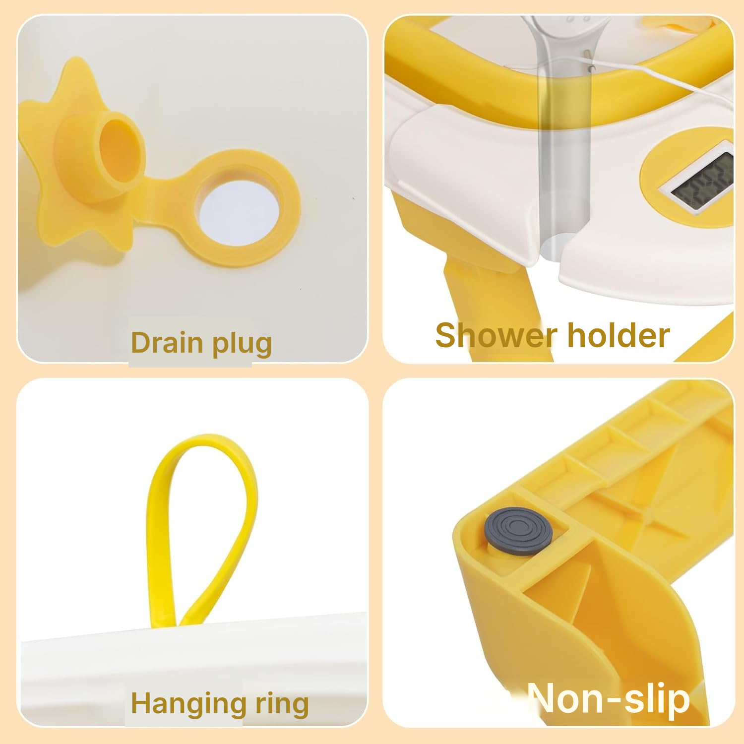 Yellow Foldable Baby Bath for Travel — 4
