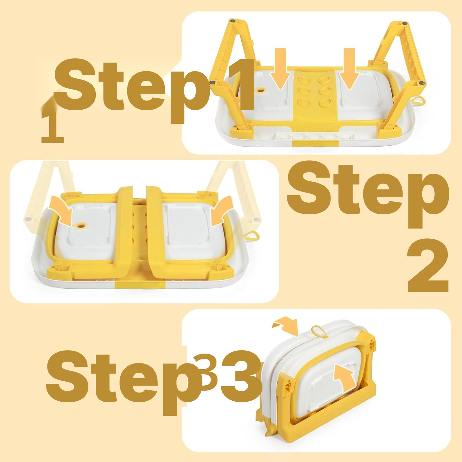 Yellow Foldable Baby Bath for Travel — 5
