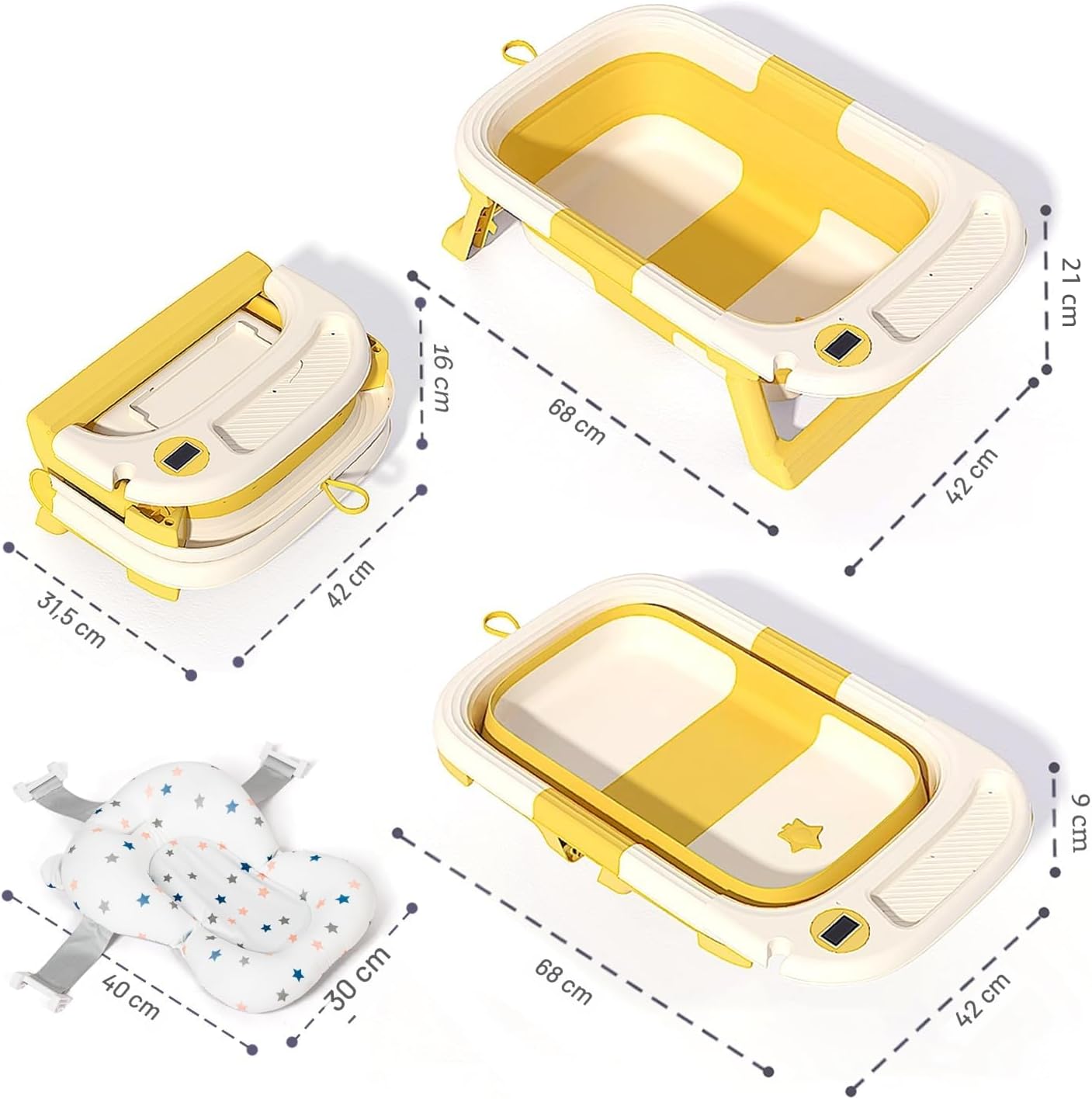 Yellow Foldable Baby Bath for Travel — 6