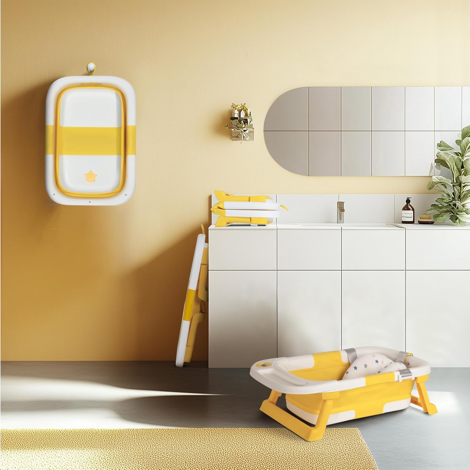 Yellow Foldable Baby Bath for Travel — 8
