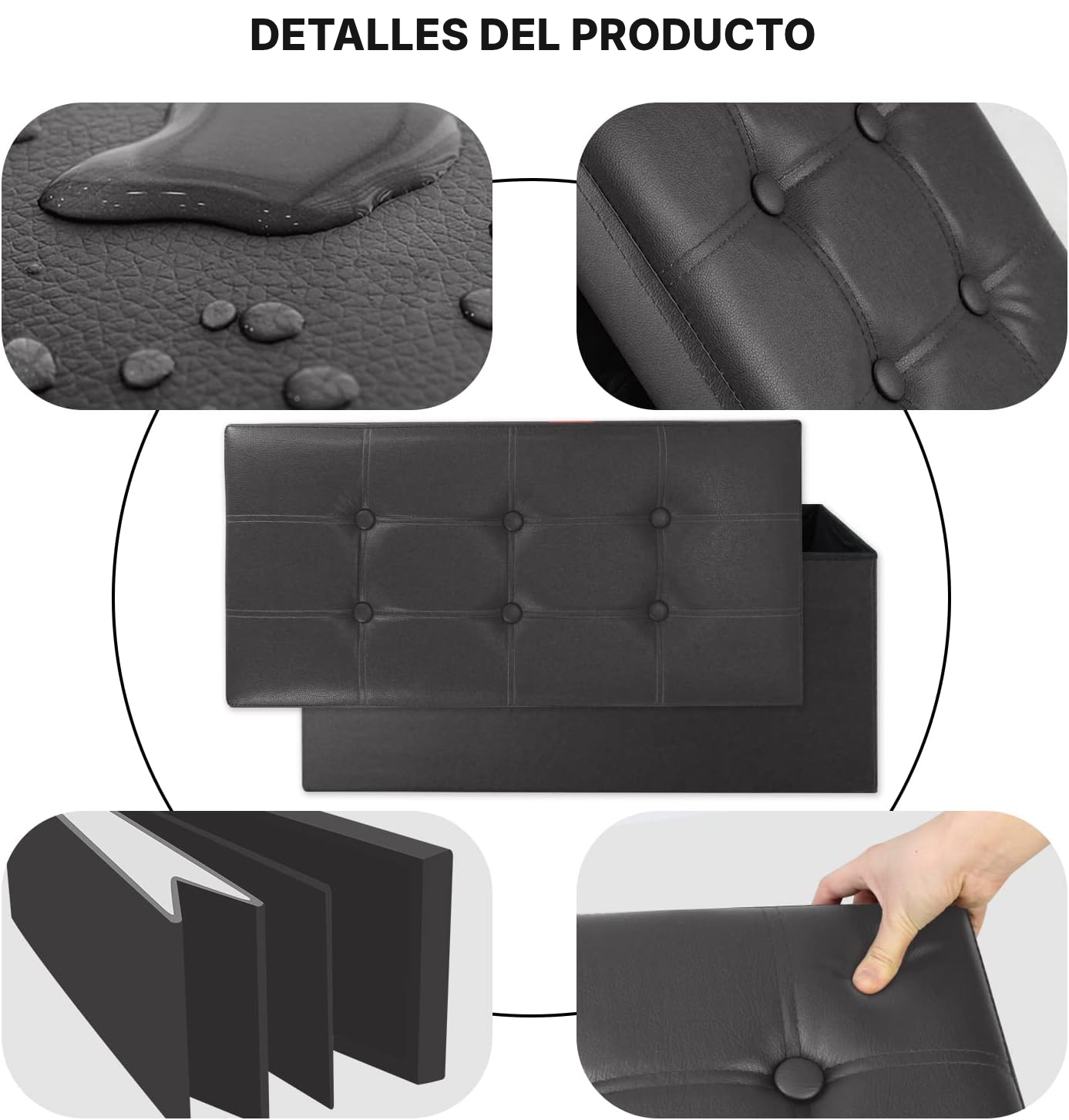 Banco con almacenaje negro y plegable — 3