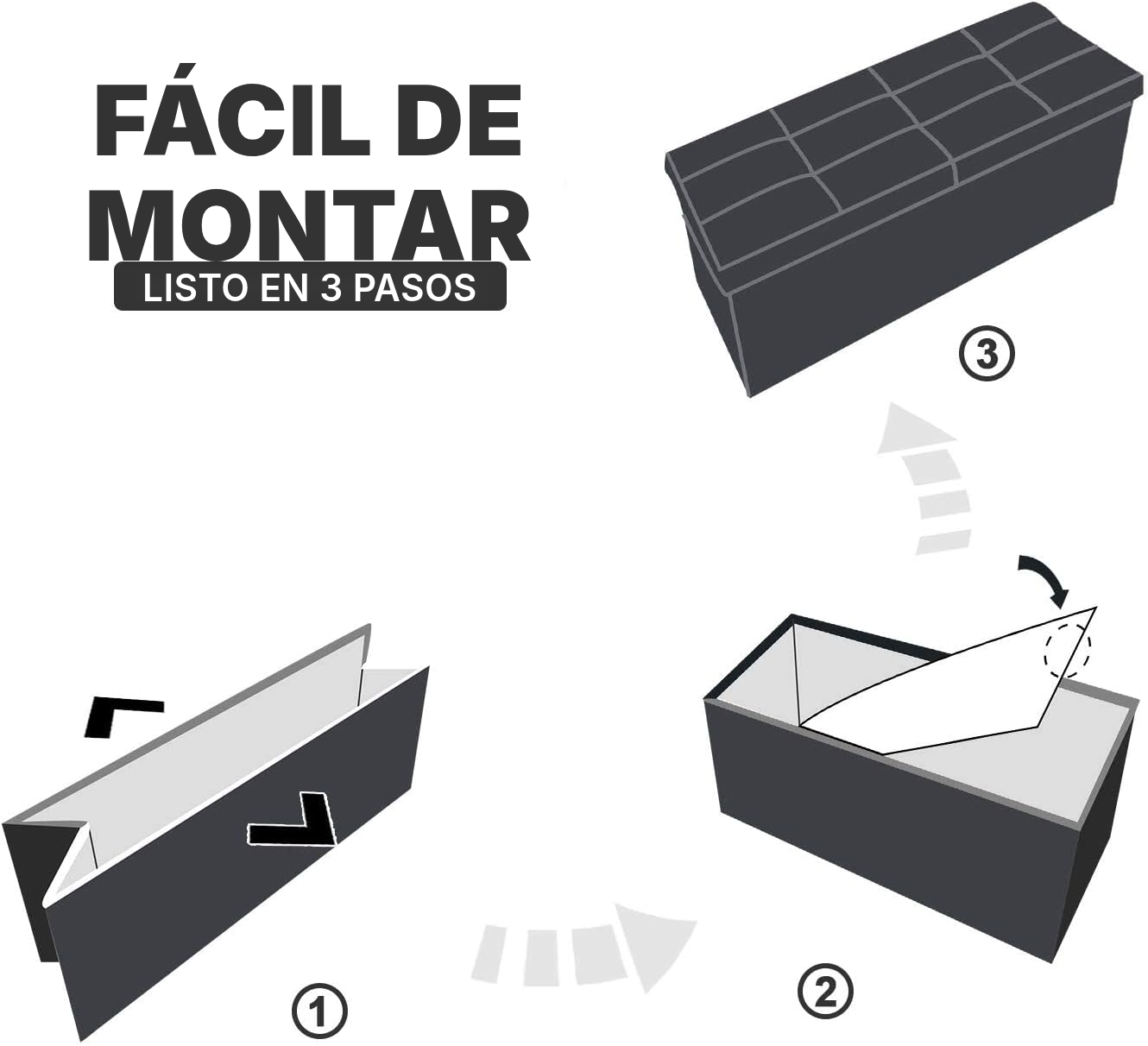 Banco con almacenaje negro y plegable — 6