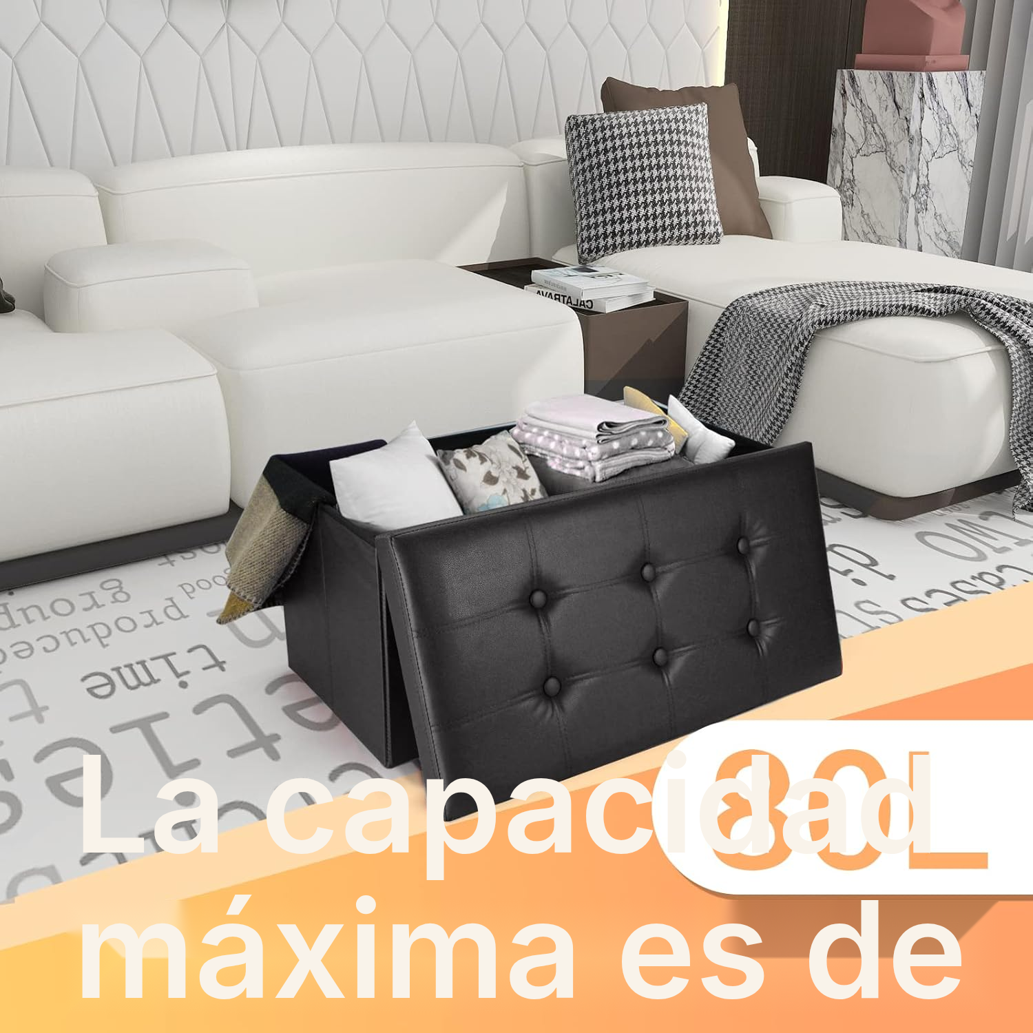 Banco con almacenaje negro y plegable — 4