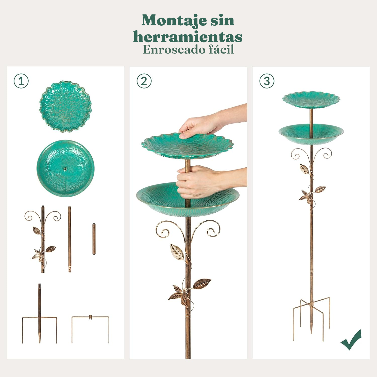 Comedero pájaros 115 cm – 2 cuencos verdes — 4