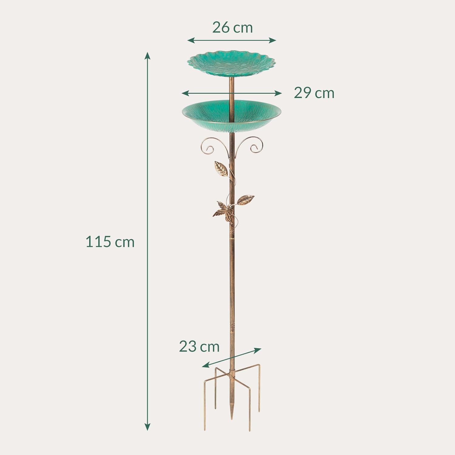 Comedero pájaros 115 cm – 2 cuencos verdes — 5