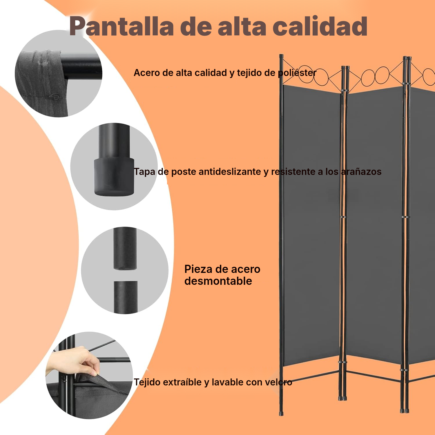 Biombo separador gris plegable — 2