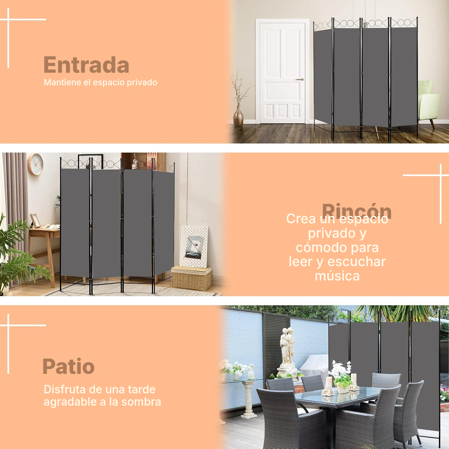 Biombo separador gris plegable — 4