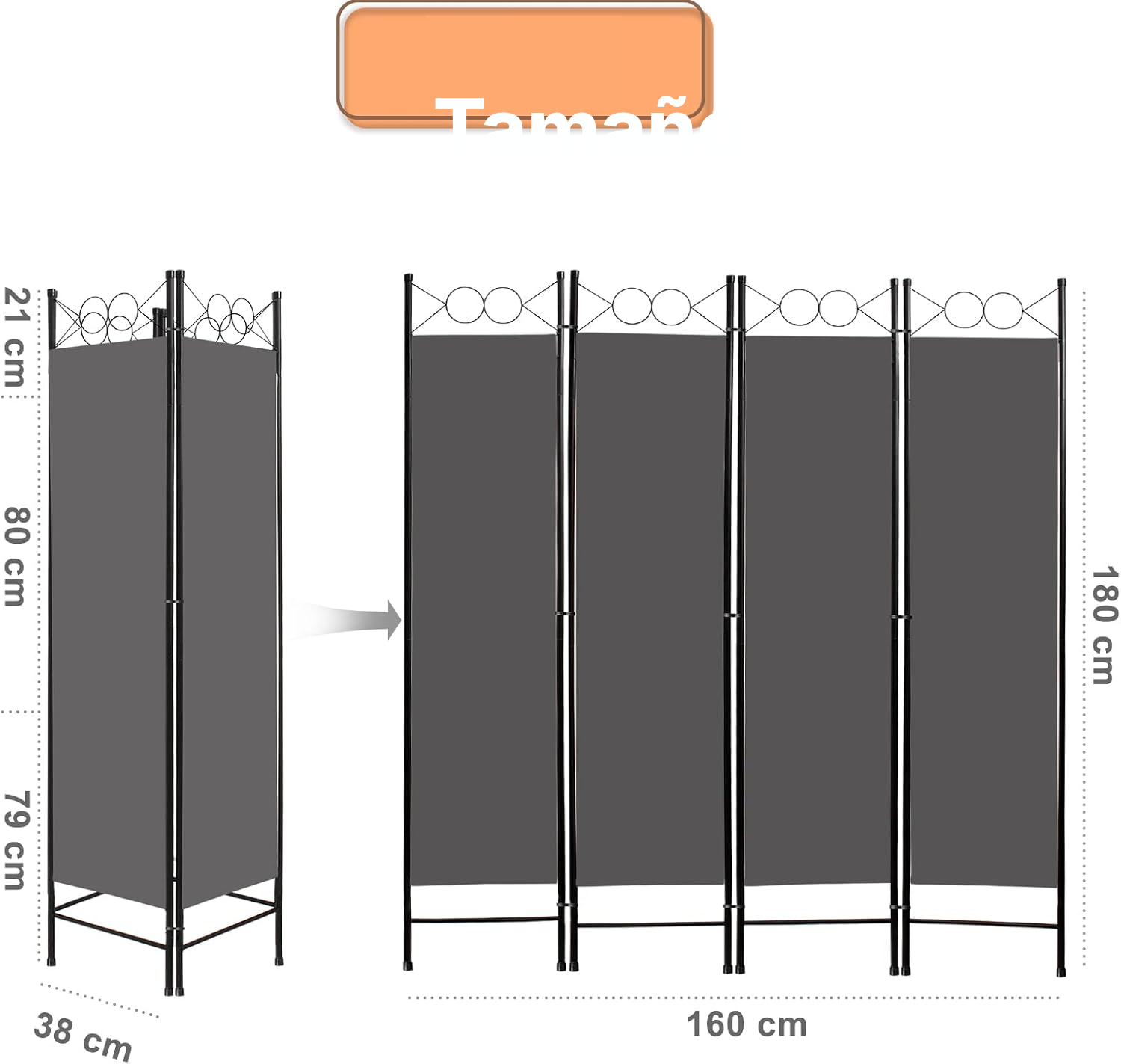 Biombo separador gris plegable — 5