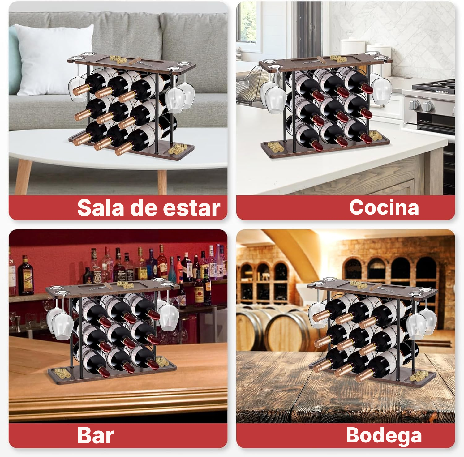 Botellero vino negro práctico — 7