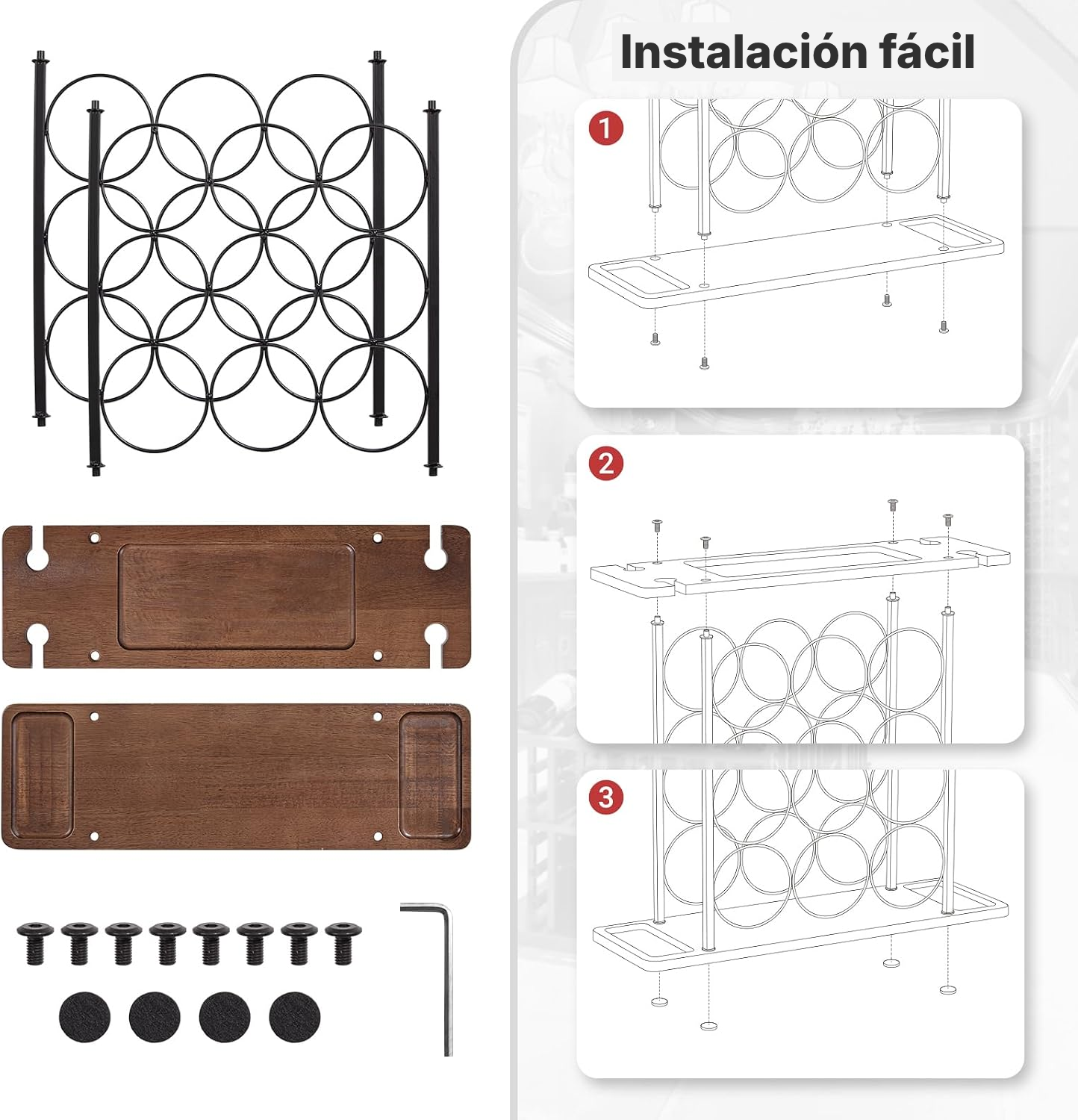 Botellero vino negro práctico — 5