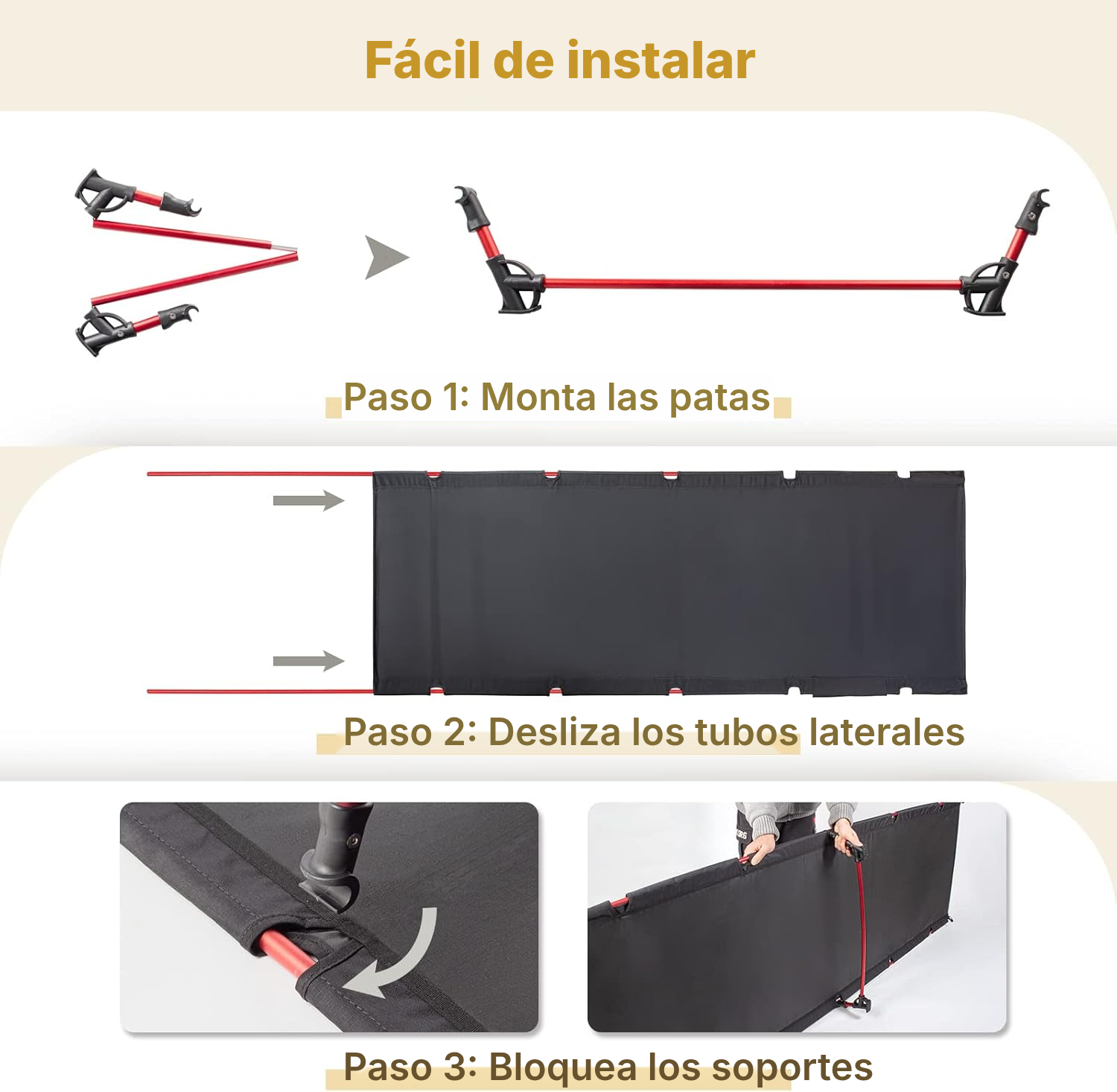 Cama plegable negra para camping — 4