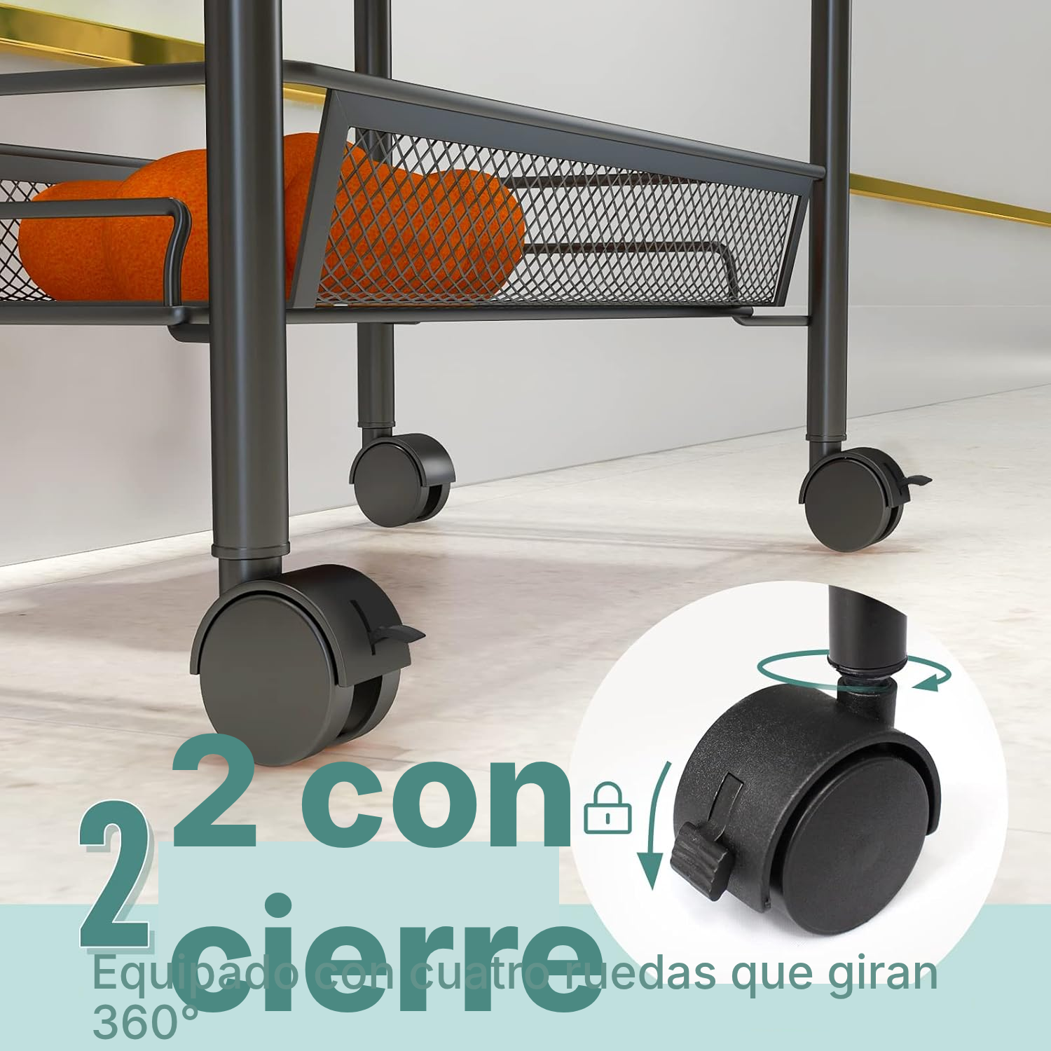 Carrito de cocina negro de 5 niveles — 2