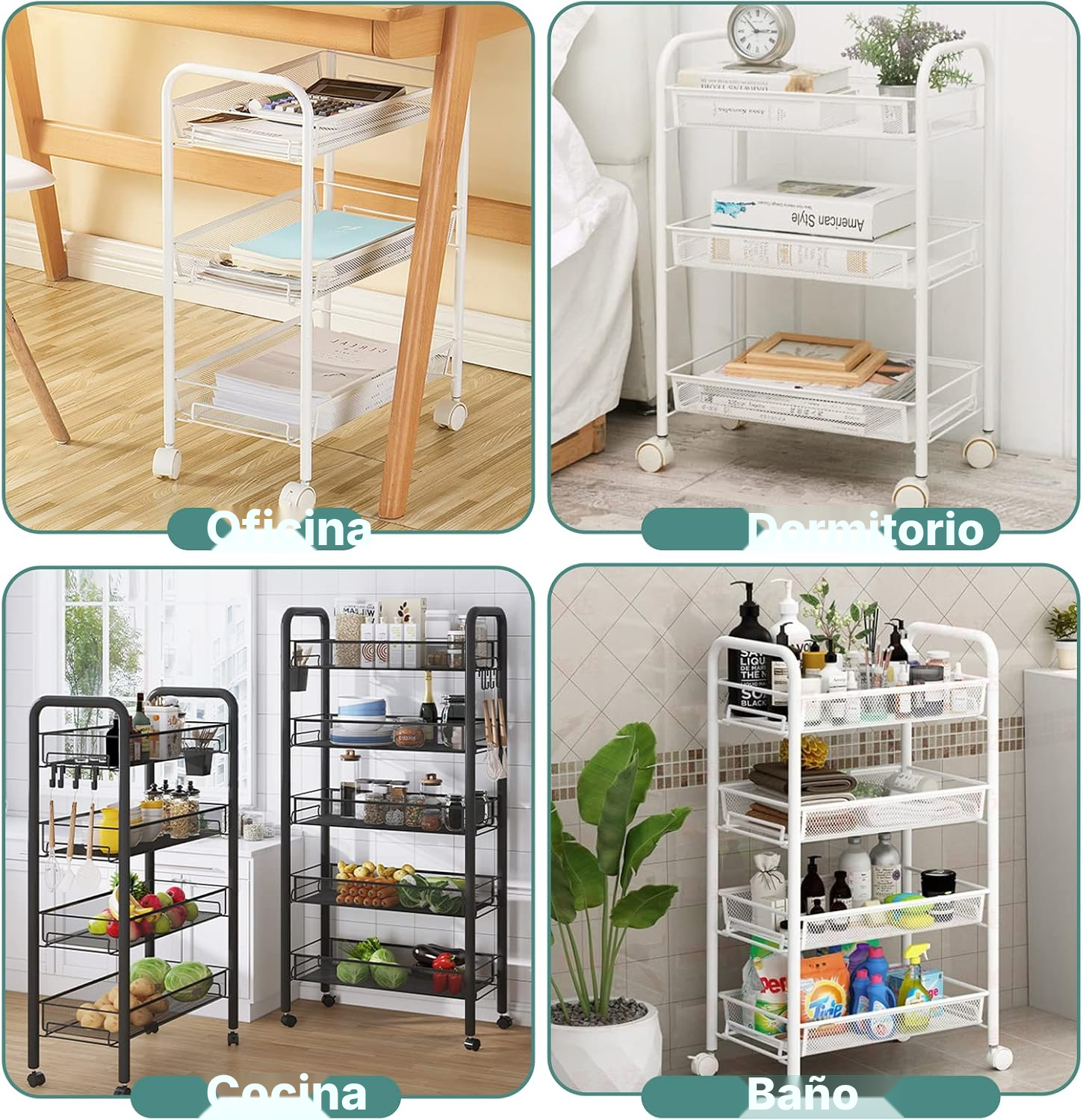 Carrito de cocina negro de 5 niveles — 5